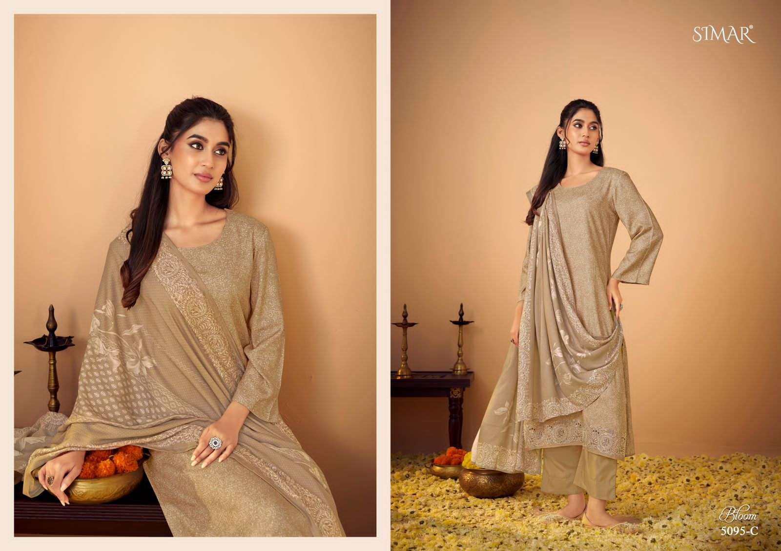 GLOSSY SIMAR BLOOM PASHMINA SUIT CATALOGUE BEST RATE 