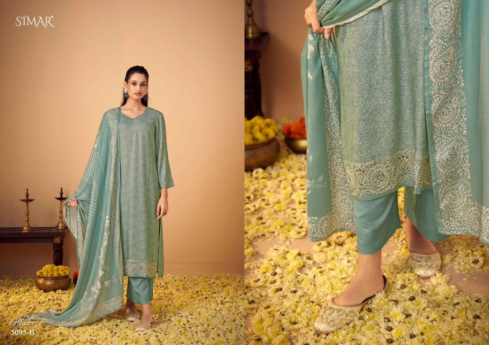 GLOSSY SIMAR BLOOM PASHMINA SUIT CATALOGUE BEST RATE 