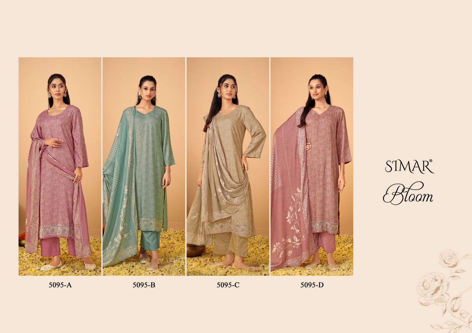 GLOSSY SIMAR BLOOM PASHMINA SUIT CATALOGUE BEST RATE 