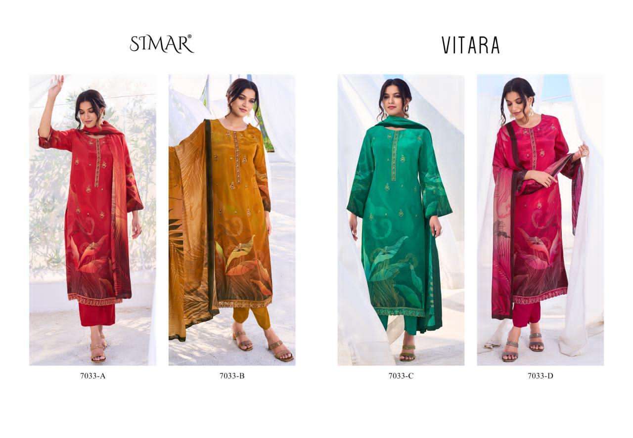 GLOSSY SIMAR VITARA PURE CRAPE PRINTED SUIT CATALOGUE WHOLESALER  2025