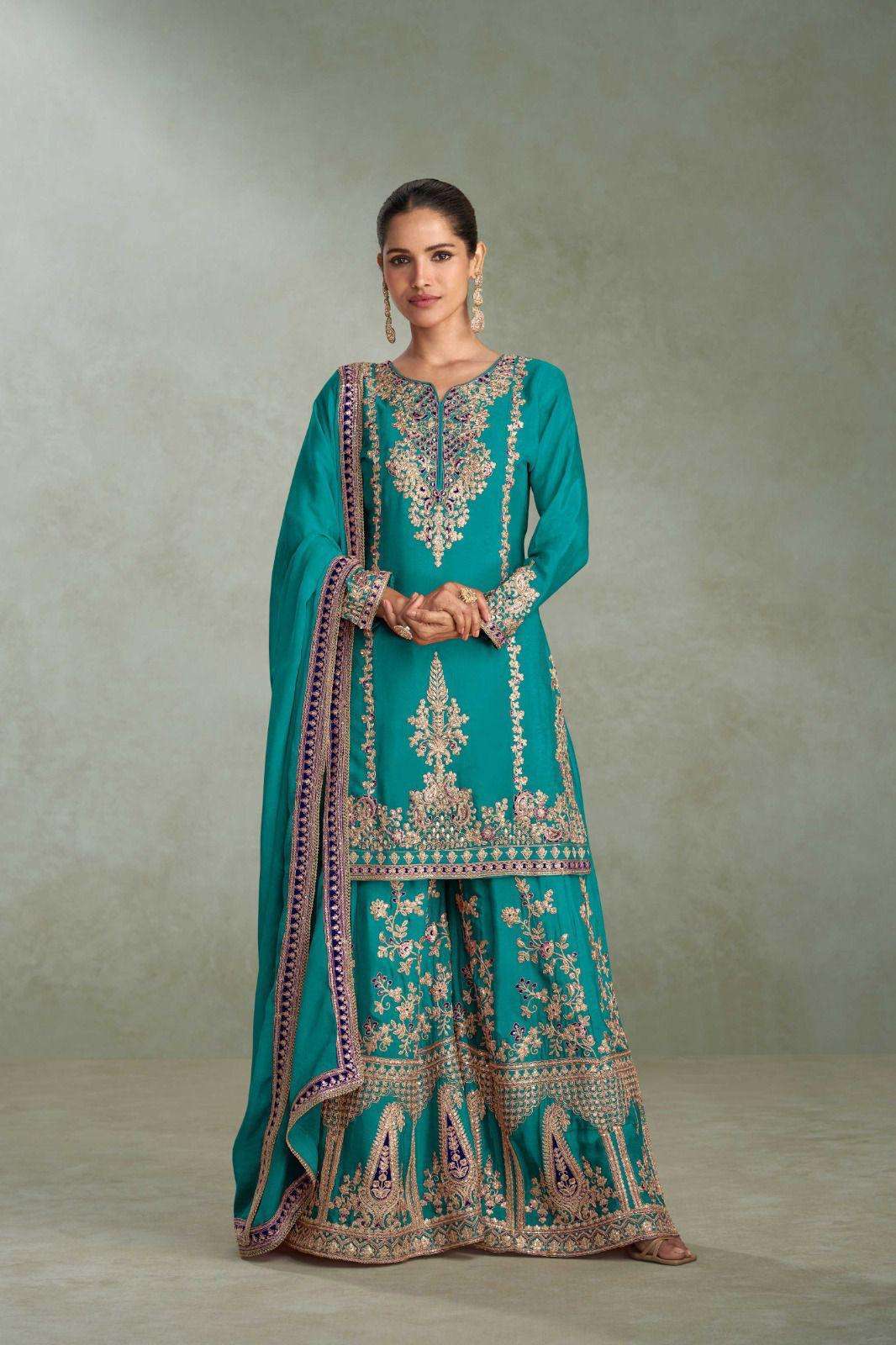 GULKAYRA DESIGNER VIBHUTI 7628 COLORS LATEST DESIGNER PALAZZO SUIT WHOLESALER IN INDIA 