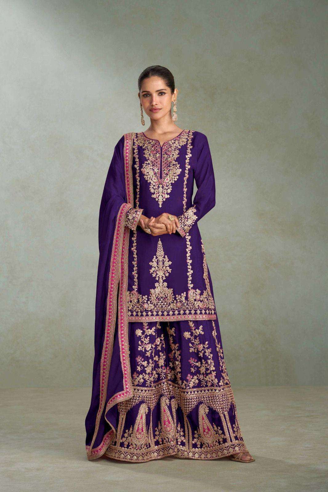 GULKAYRA DESIGNER VIBHUTI 7628 COLORS LATEST DESIGNER PALAZZO SUIT WHOLESALER IN INDIA 