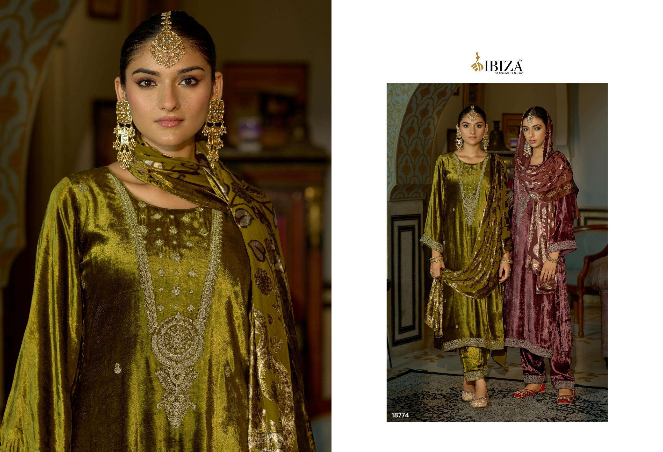 IBIZA JONEM DESIGNER WORK VELVET DRESS CATALOGUE WHOLESALER IN INDIA 