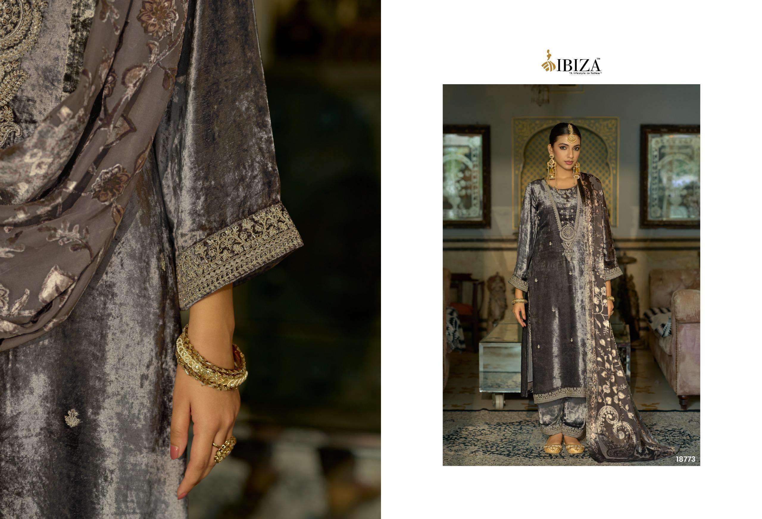 IBIZA JONEM DESIGNER WORK VELVET DRESS CATALOGUE WHOLESALER IN INDIA 