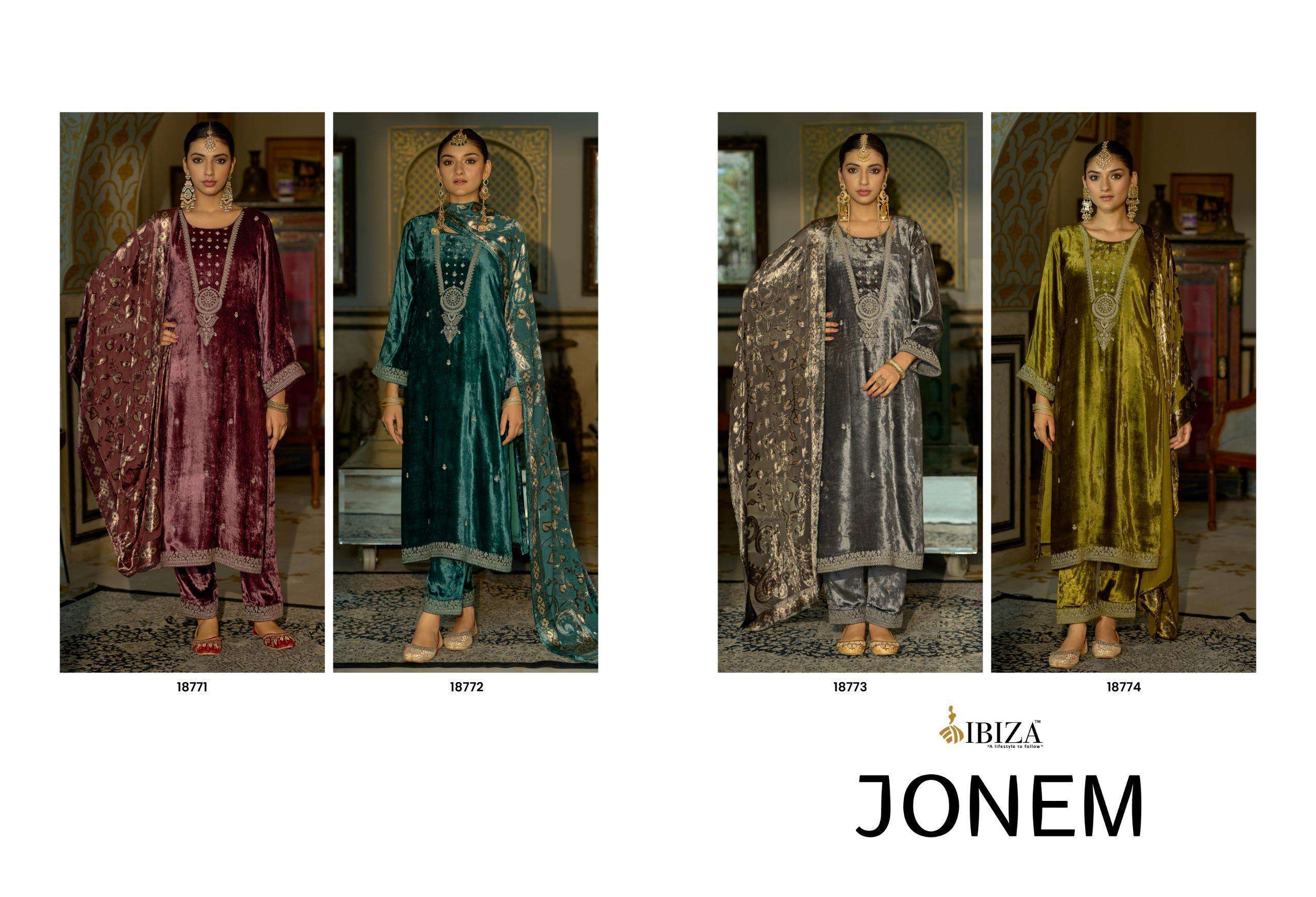 IBIZA JONEM DESIGNER WORK VELVET DRESS CATALOGUE WHOLESALER IN INDIA 
