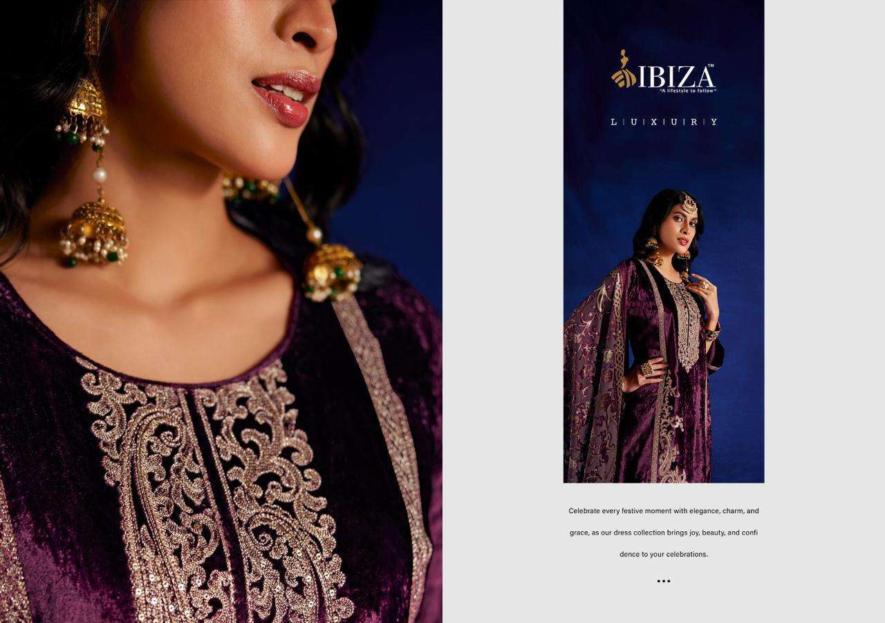 IBIZA VAFIA PURE VISCOSE VELVET DESIGNER SUIT CATALOGUE WHOLESALER IN INDIA 