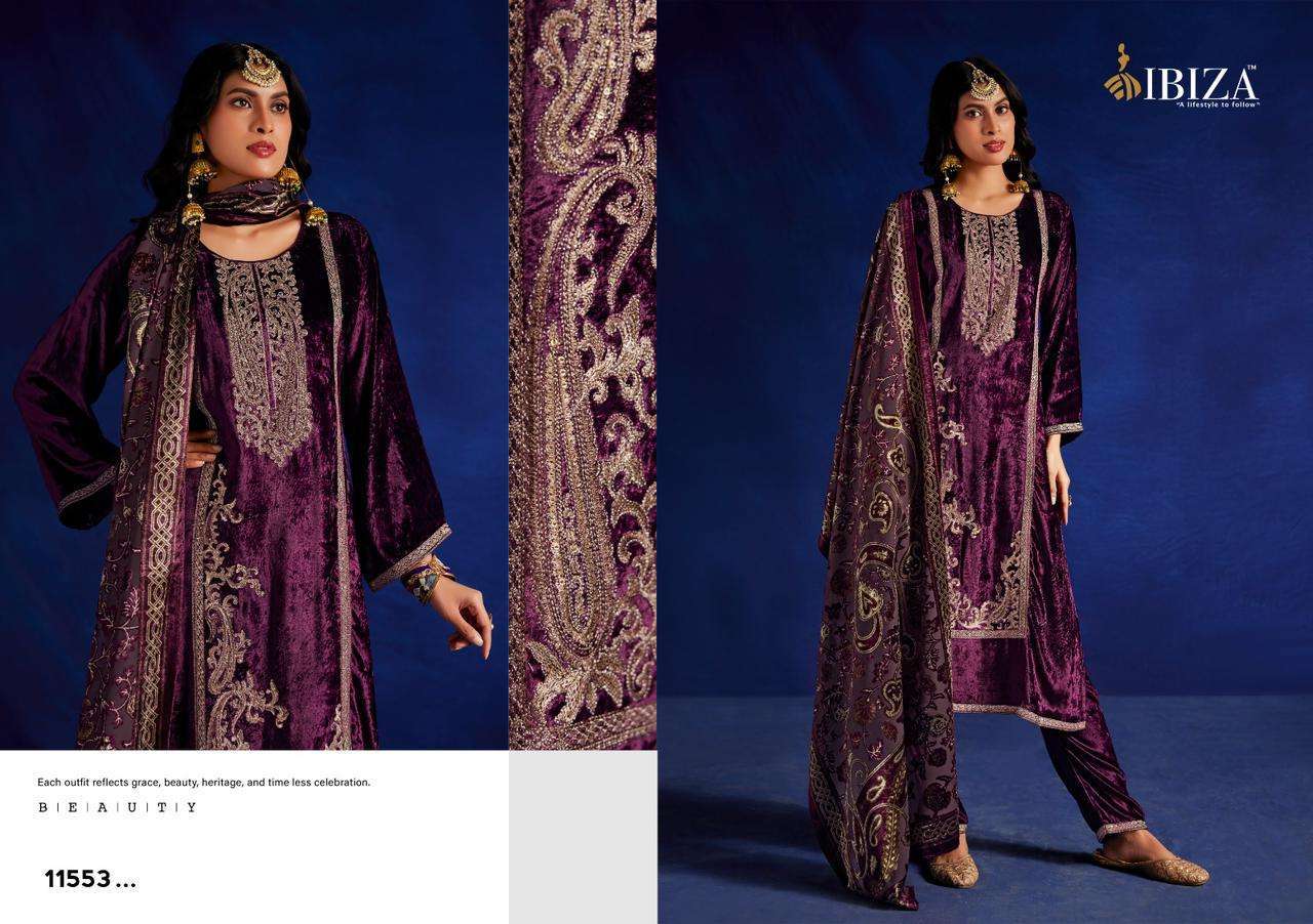 IBIZA VAFIA PURE VISCOSE VELVET DESIGNER SUIT CATALOGUE WHOLESALER IN INDIA 