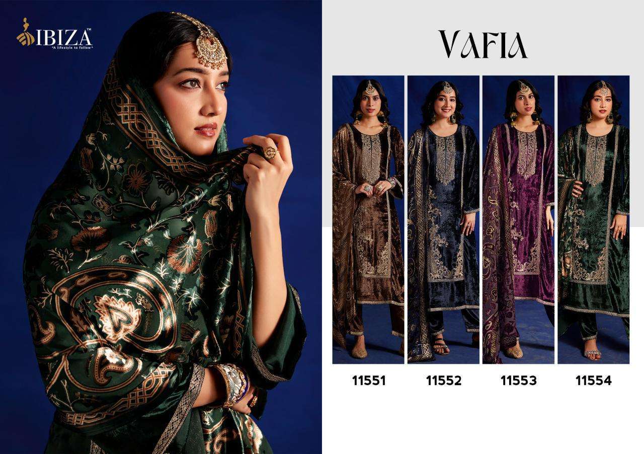 IBIZA VAFIA PURE VISCOSE VELVET DESIGNER SUIT CATALOGUE WHOLESALER IN INDIA 