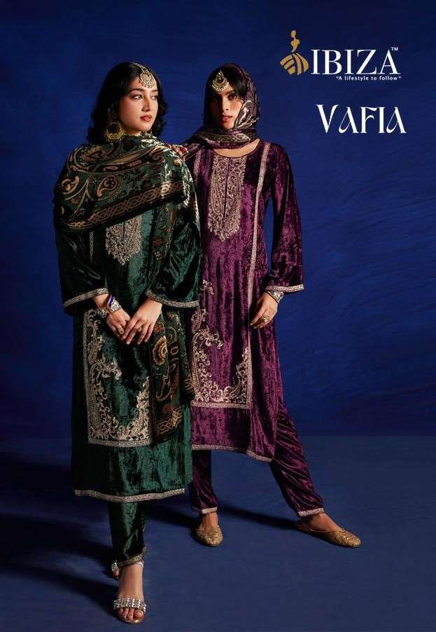 IBIZA VAFIA PURE VISCOSE VELVET DESIGNER SUIT CATALOGUE WHOLESALER IN INDIA 