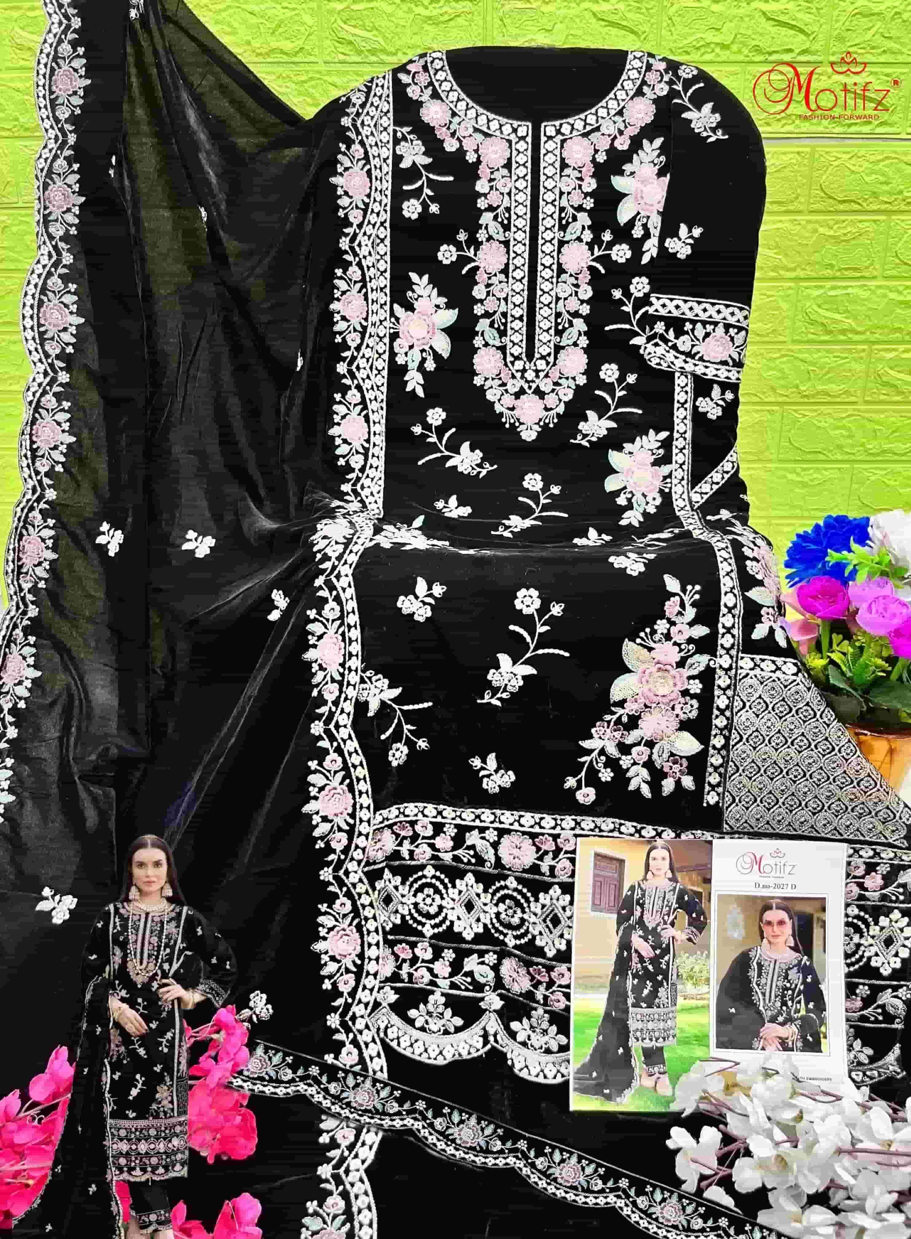 MOTIFZ D 2040 COLORS DESIGNER PAKISTANI VELVET SUIT WHOLESALER IN INDIA 