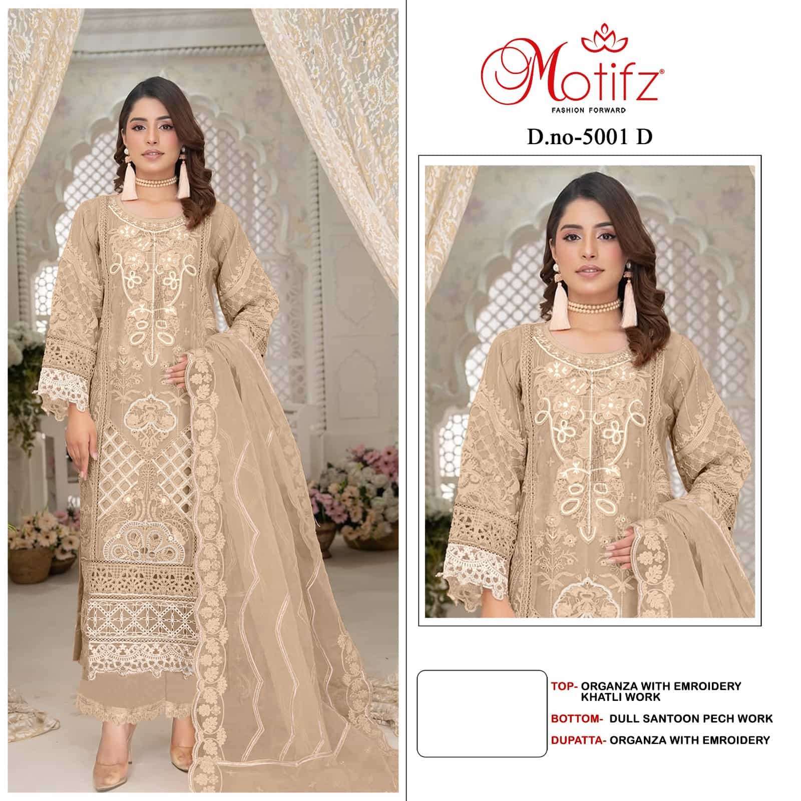 MOTIFZ D 5001 COLORS PARTYWEAR ORGANZA SUIT WHOLESALER IN INDIA 