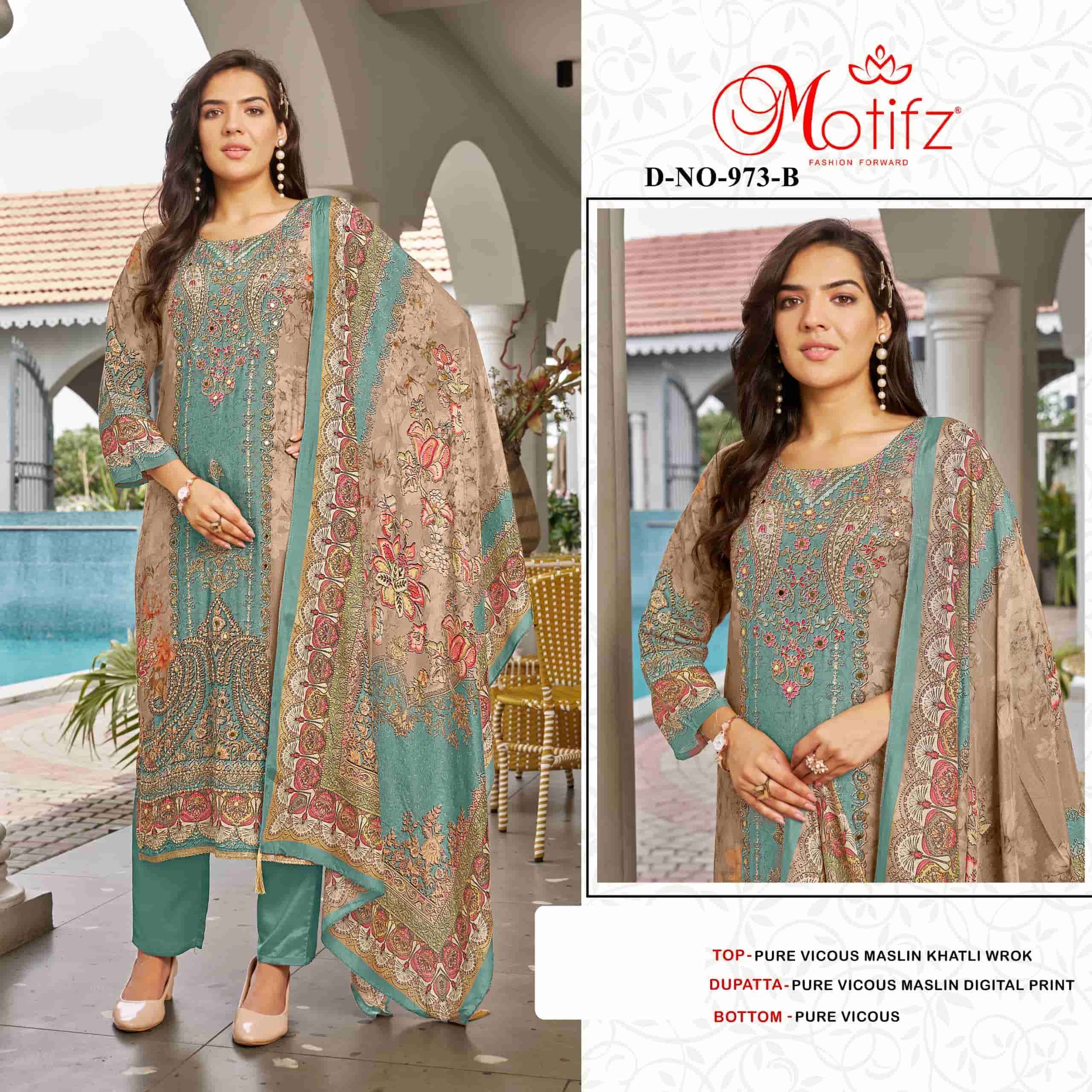MOTIFZ D 973 COLORS MUSLIN PAKISTANI SUIT WHOLESALER 