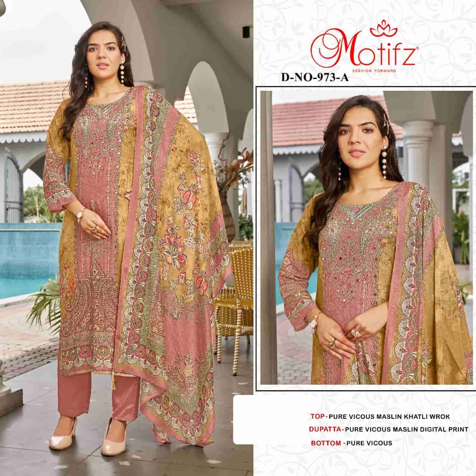 MOTIFZ D 973 COLORS MUSLIN PAKISTANI SUIT WHOLESALER 