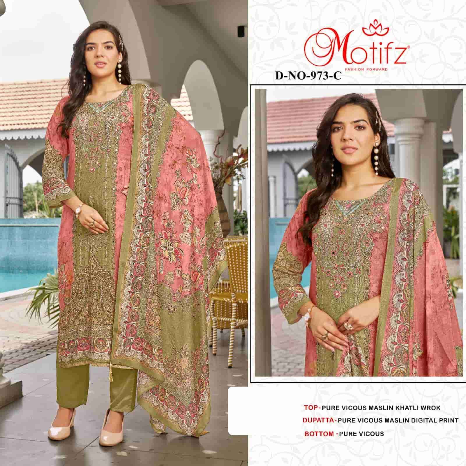 MOTIFZ D 973 COLORS MUSLIN PAKISTANI SUIT WHOLESALER 