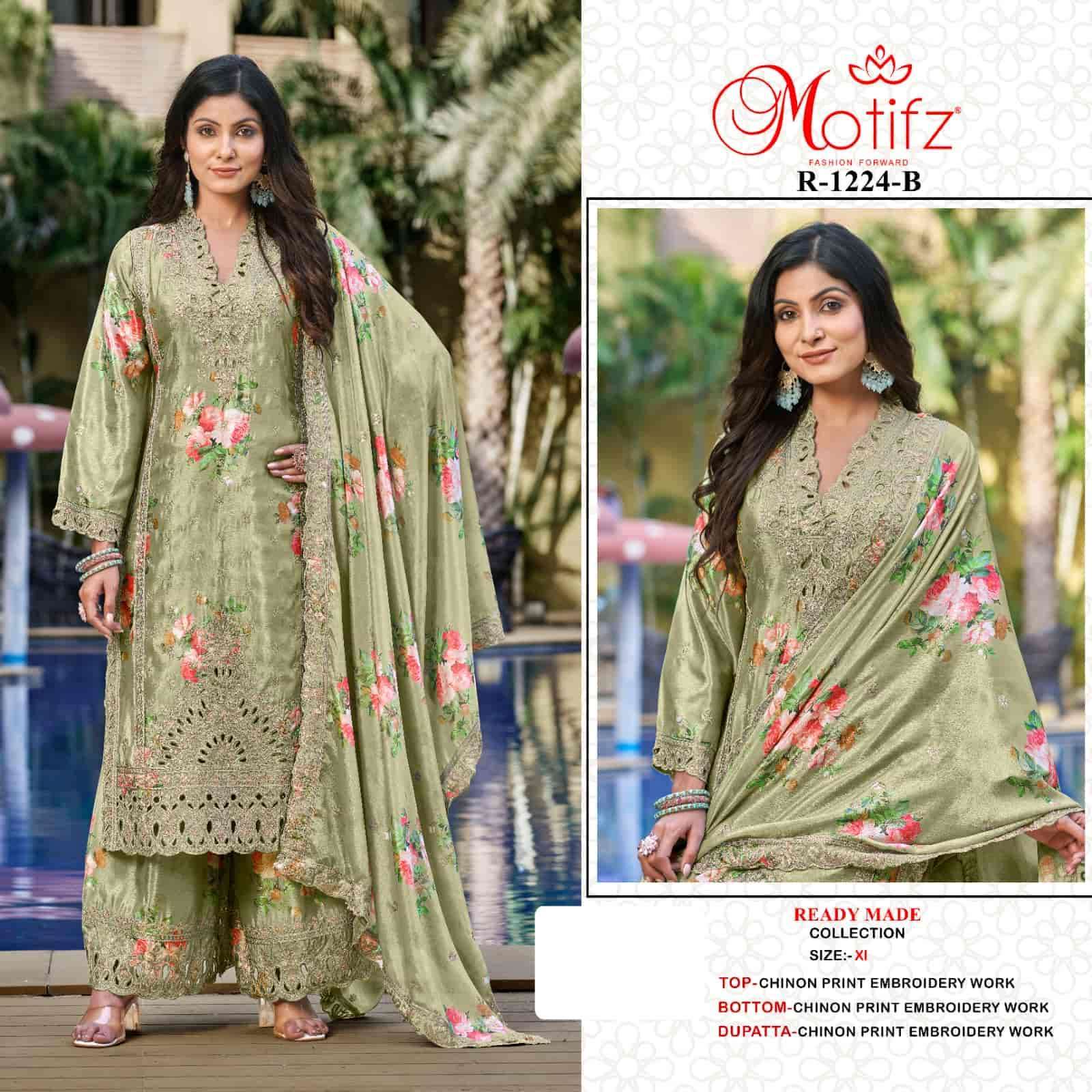 MOTIFZ R 1224 COLORS READYMADE PAKISTANI DESIGNER SUIT CATALOG WHOLESALER 