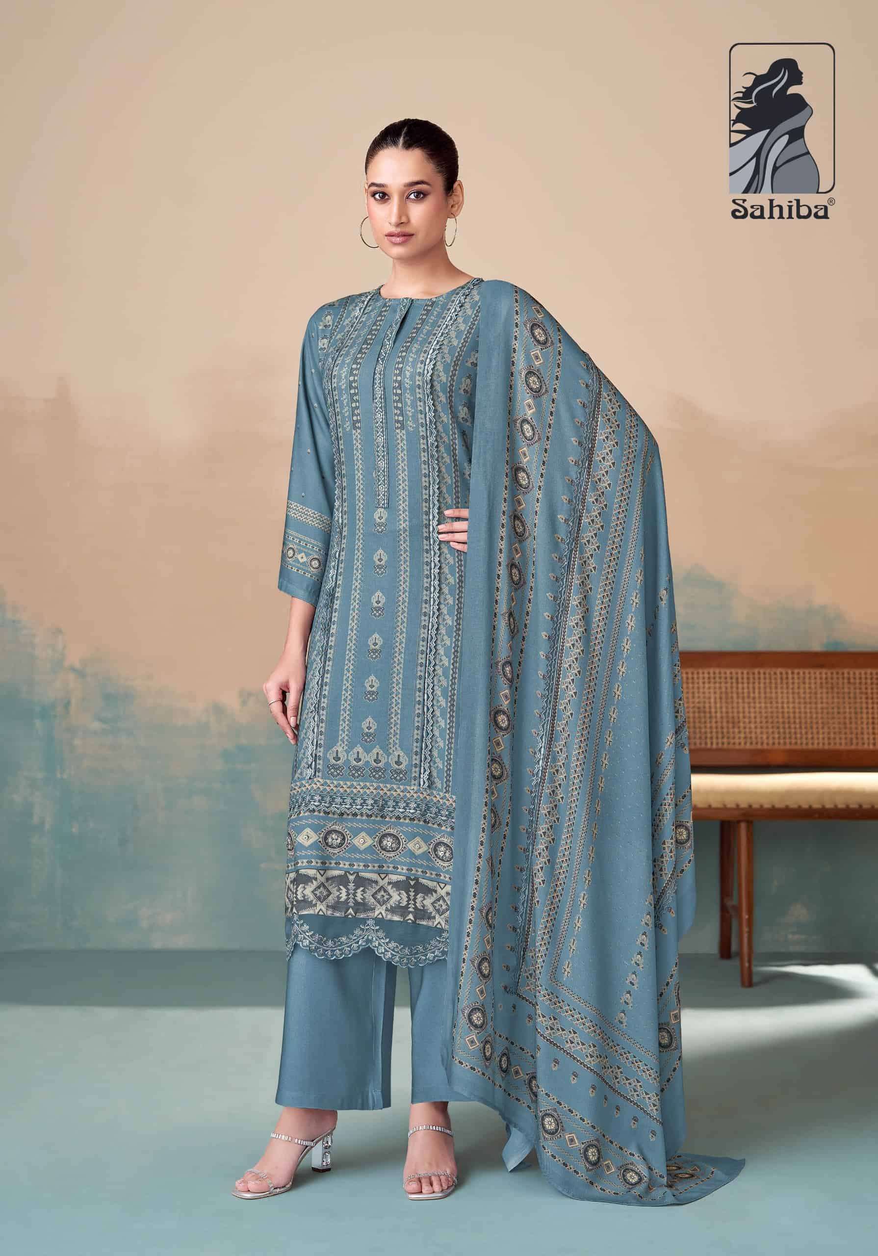 SAHIBA PIXEL PURE PASHMINA SALWER SUIT CATALOGUE BEST RATE DEALER 