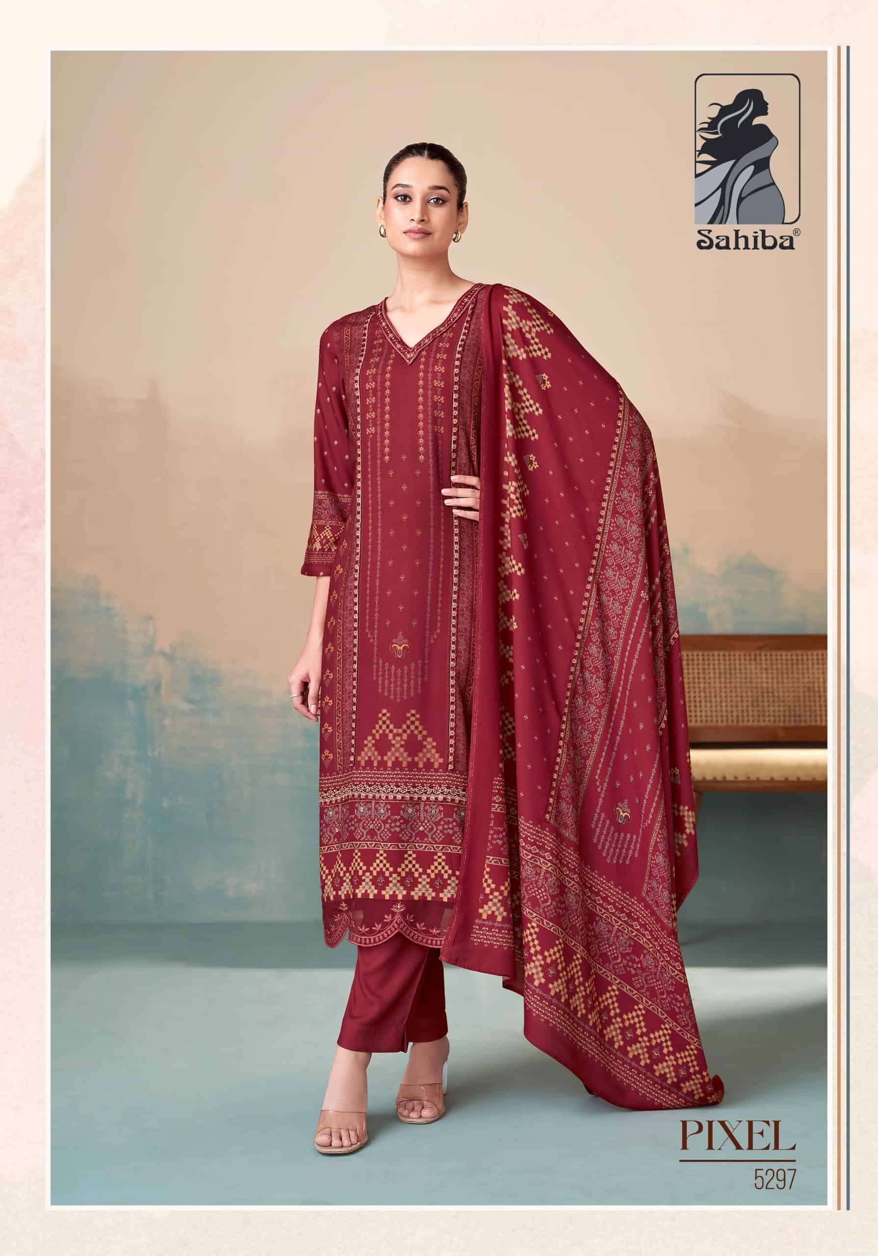 SAHIBA PIXEL PURE PASHMINA SALWER SUIT CATALOGUE BEST RATE DEALER 