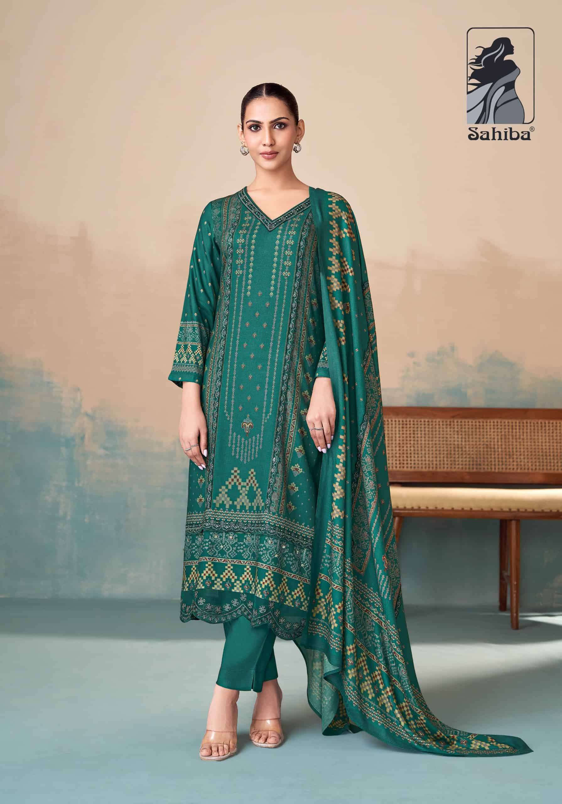 SAHIBA PIXEL PURE PASHMINA SALWER SUIT CATALOGUE BEST RATE DEALER 