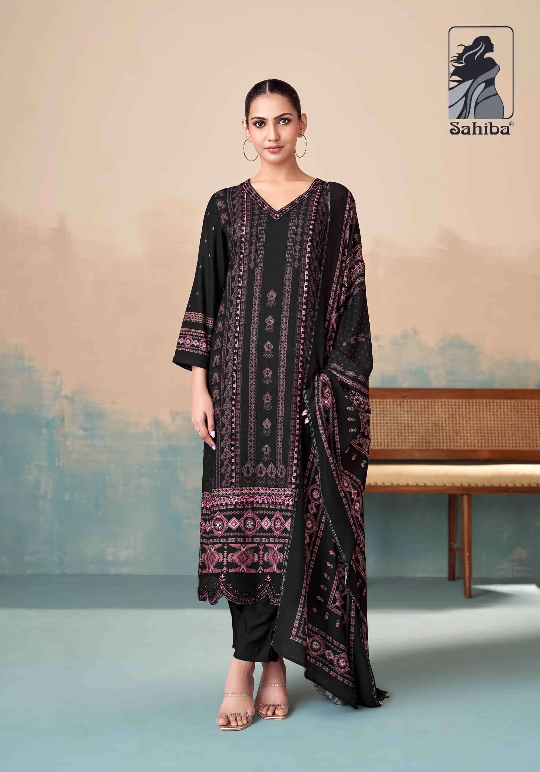 SAHIBA PIXEL PURE PASHMINA SALWER SUIT CATALOGUE BEST RATE DEALER 