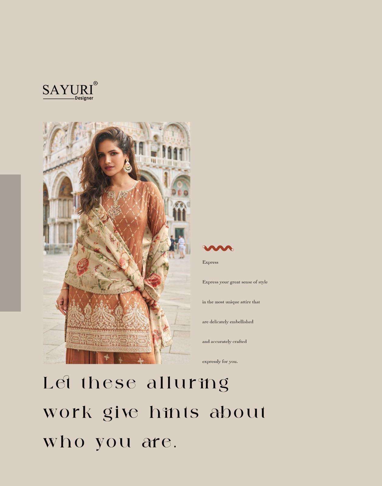 SAYURI TAJ 10031 TO 10035 DESIGNER SHARARA LATEST CATALOGUE WHOLESALER IN INDIA 2025