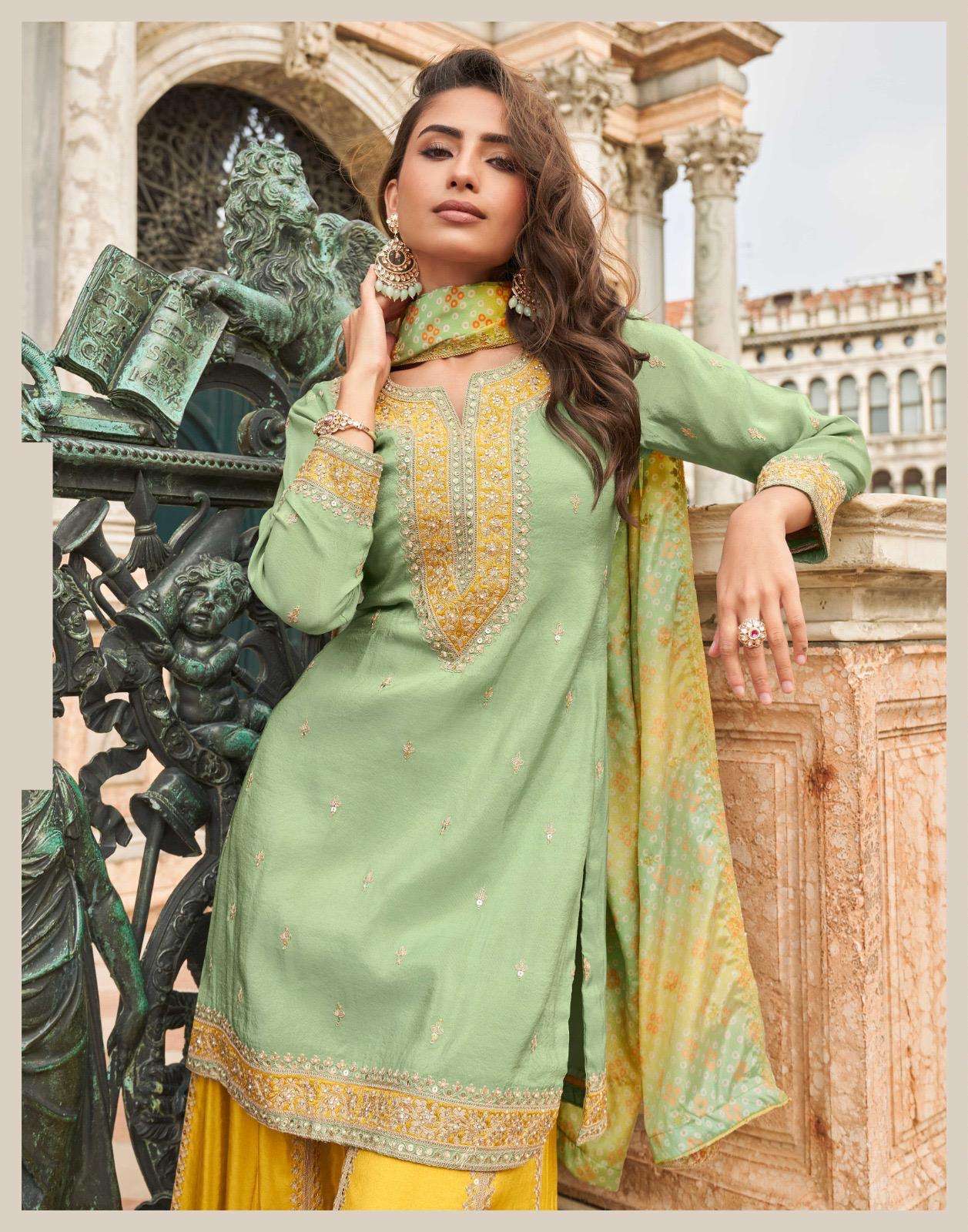 SAYURI TAJ 10031 TO 10035 DESIGNER SHARARA LATEST CATALOGUE WHOLESALER IN INDIA 2025