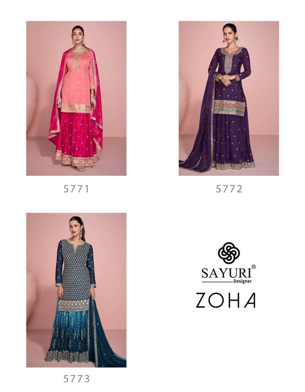 SAYURI ZOHA PARTYWEAR SHARARA DRESS CATALOGUE BEST RATE DEALER 2025