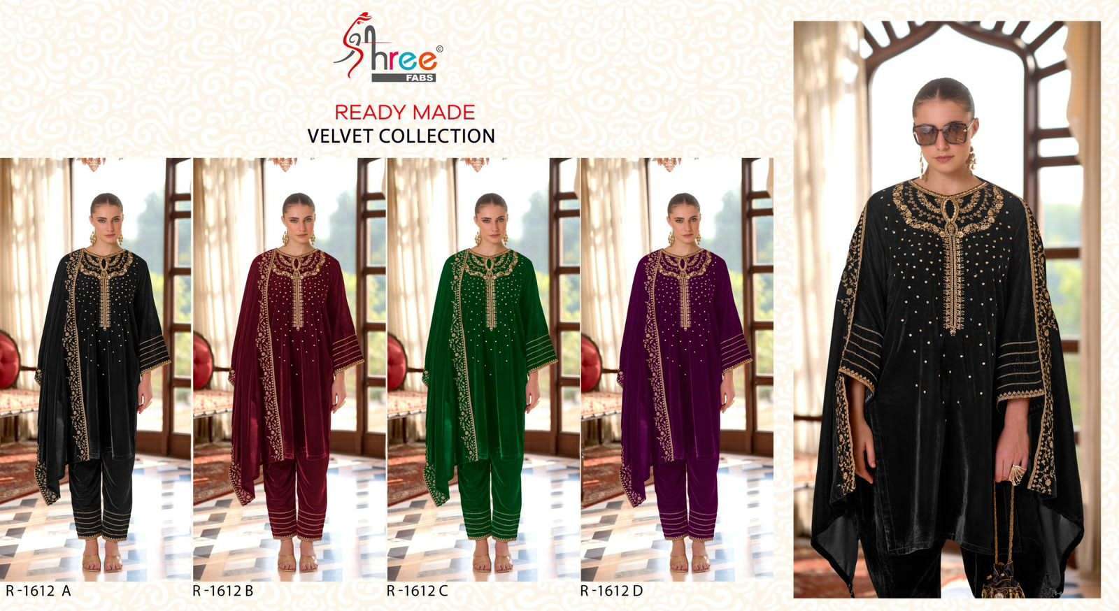 SHREE FAB SR 1612 COLORS PAKISTANI VELVET SUIT READYMADE COLLECTION BEST RATE 2025