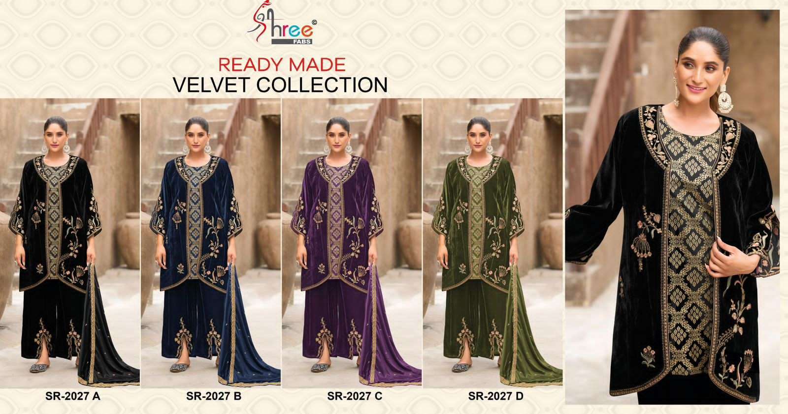 SHREE FAB SR 2027 COLORS PAKISTANI VELVET SUIT WHOLESALER IN INDIA 2025