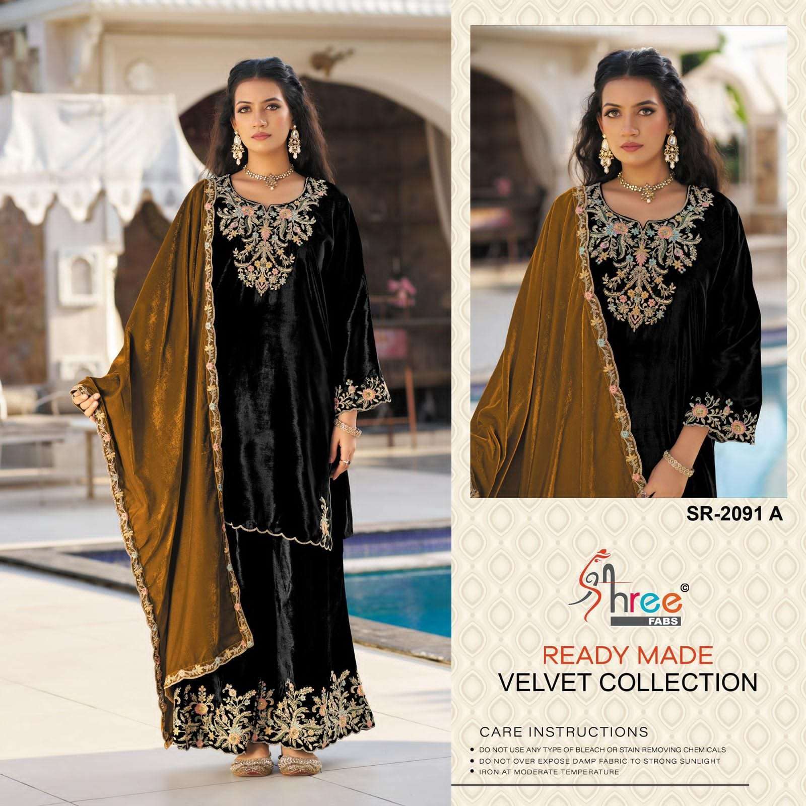 SHREE FAB SR 2091 COLORS DESIGNER VELVET 3 PIECE SET WHOLESALER IN INDIA 2025