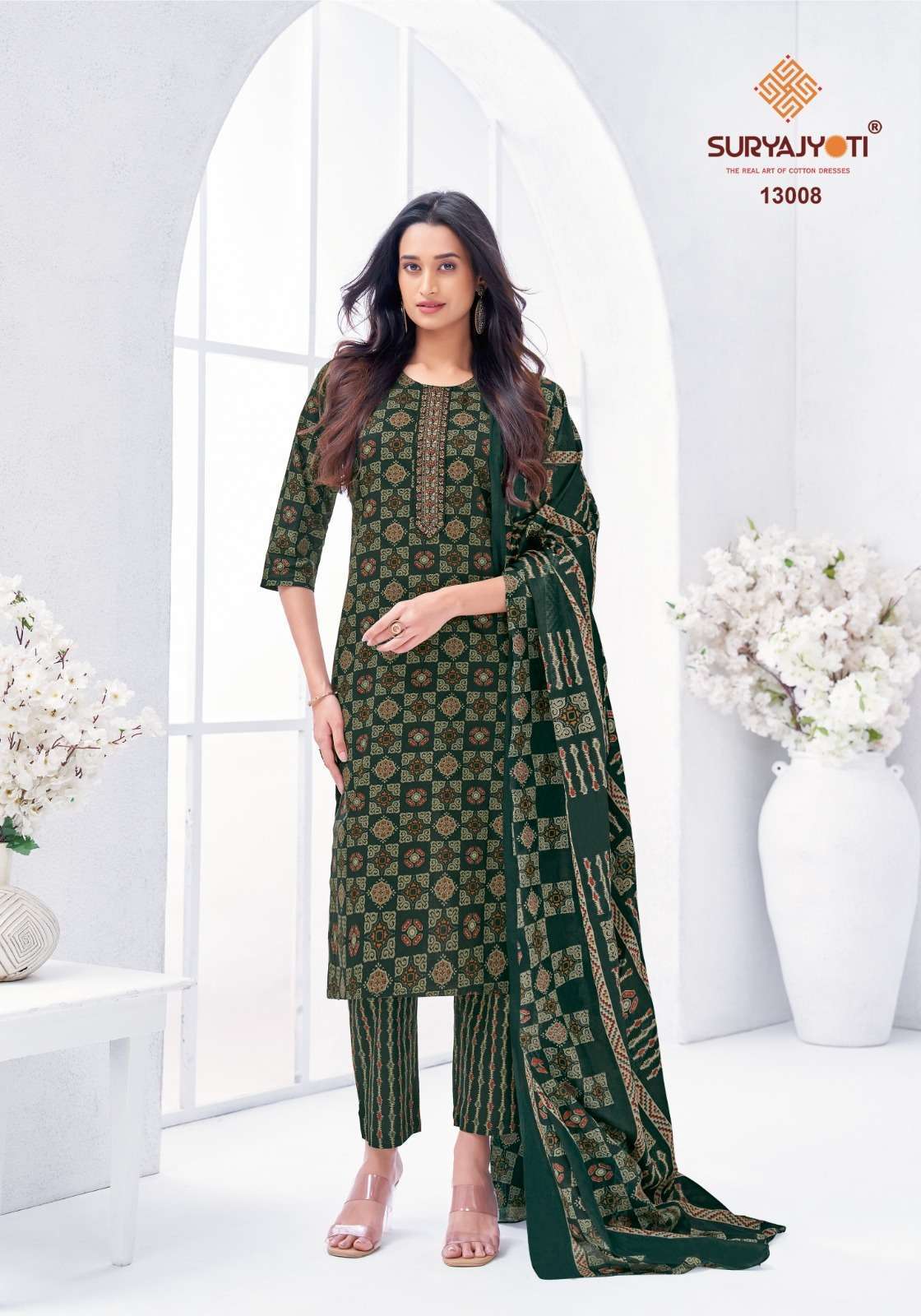 SURYAJYOTI LATEST CATALOGUE NIKHAAR VOL 13 READYMADE COTTON 3 PIECE SET WHOLESALER 
