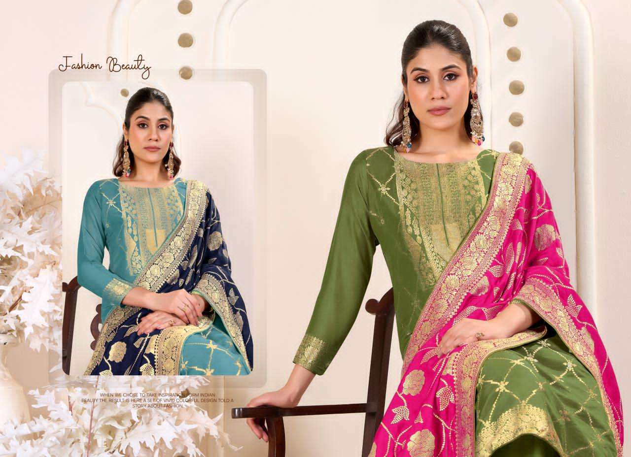 TANISHK LATEST CATALOGUE BENZ 007 PURE MUSLIN JACQUARD DESIGNER SUIT WHOLESALER IN INDIA 2025