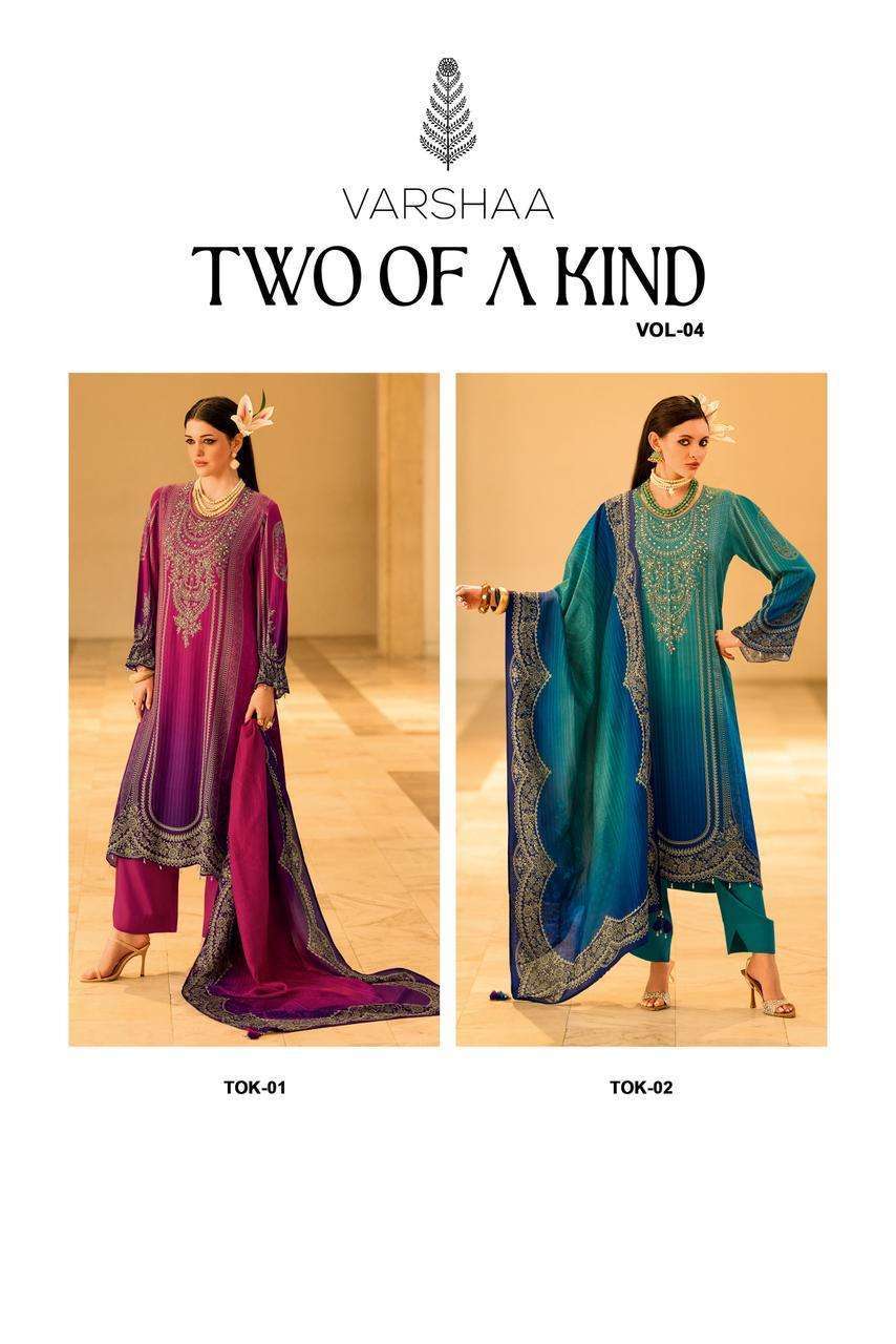 VARSHA FASHION LATEST CATALOGUE TWO OF A KIND VOL 4 WINTER PASHMINA SUIT WHOLESALER IN INDIA 2025