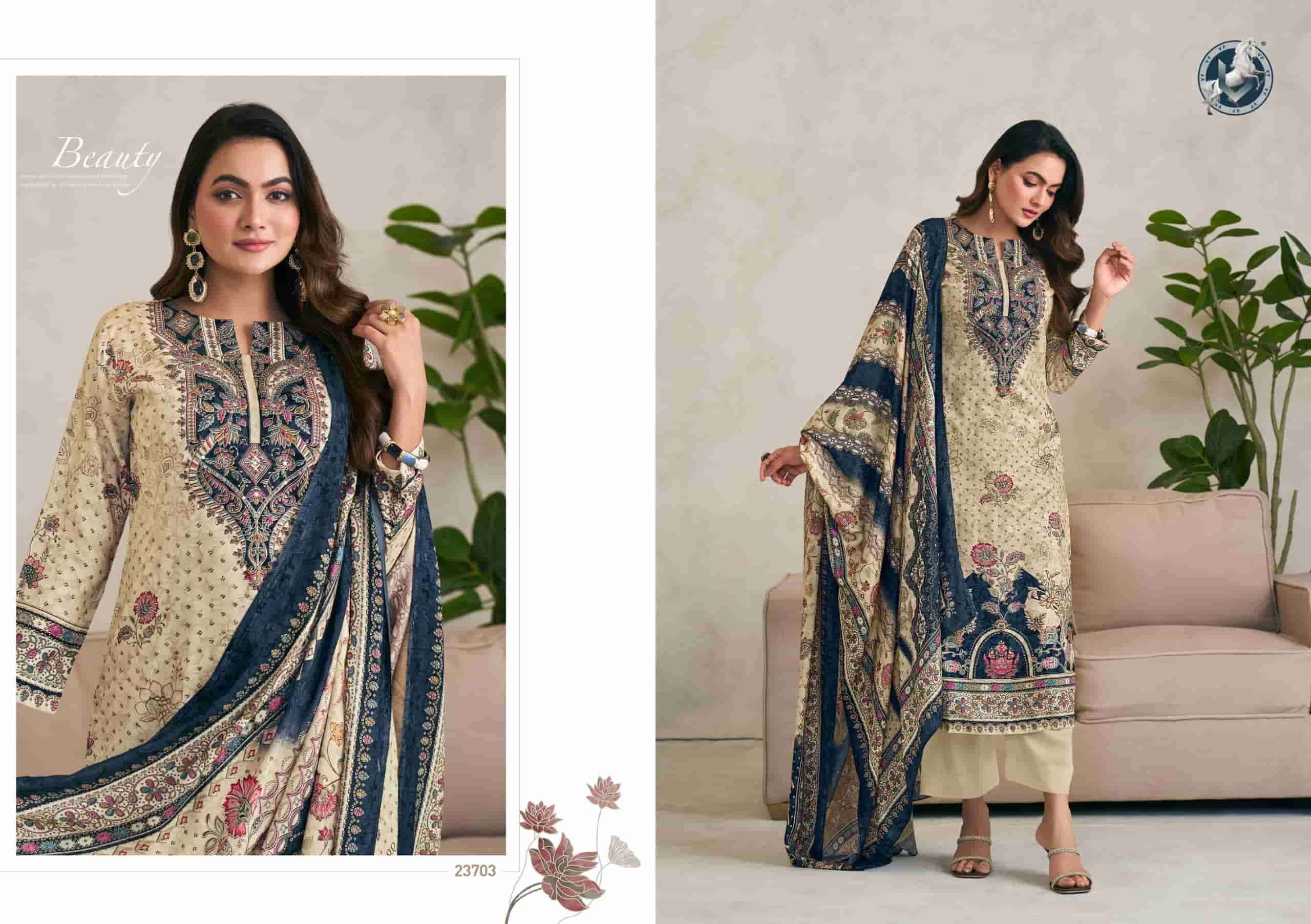 VIVEK FASHION OLIVIA FANCY HANDWORK PASHMINA SUIT CATALOG WHOLESALER IN INDIA 
