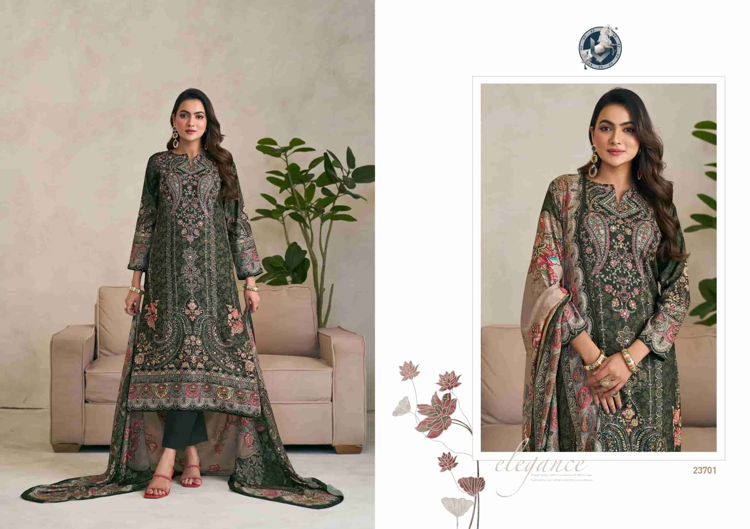 VIVEK FASHION OLIVIA FANCY HANDWORK PASHMINA SUIT CATALOG WHOLESALER IN INDIA 
