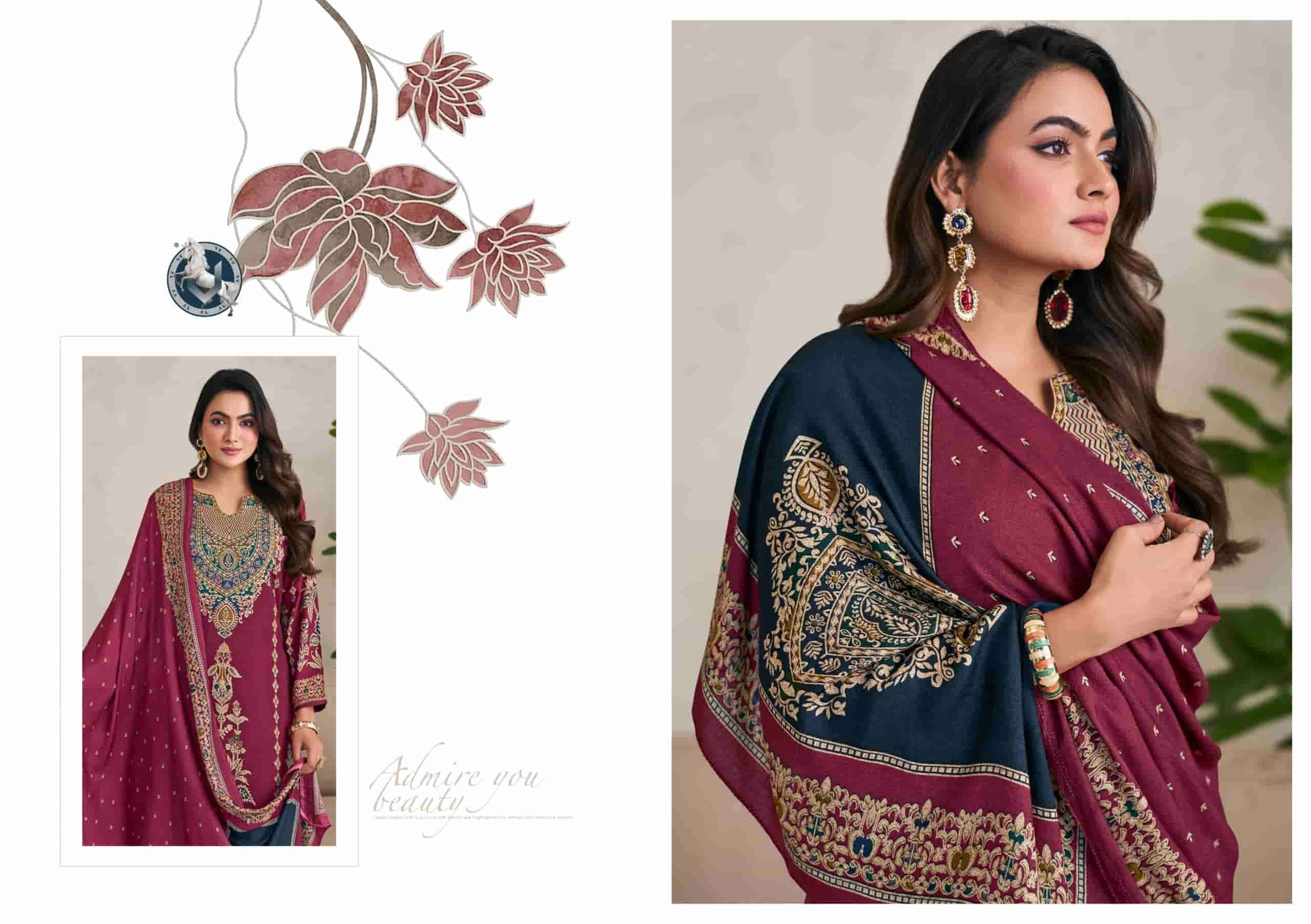 VIVEK FASHION OLIVIA FANCY HANDWORK PASHMINA SUIT CATALOG WHOLESALER IN INDIA 