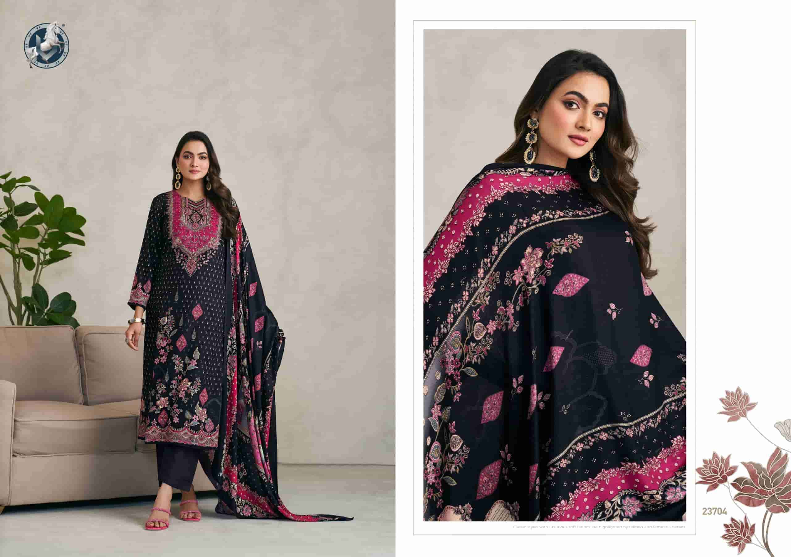 VIVEK FASHION OLIVIA FANCY HANDWORK PASHMINA SUIT CATALOG WHOLESALER IN INDIA 