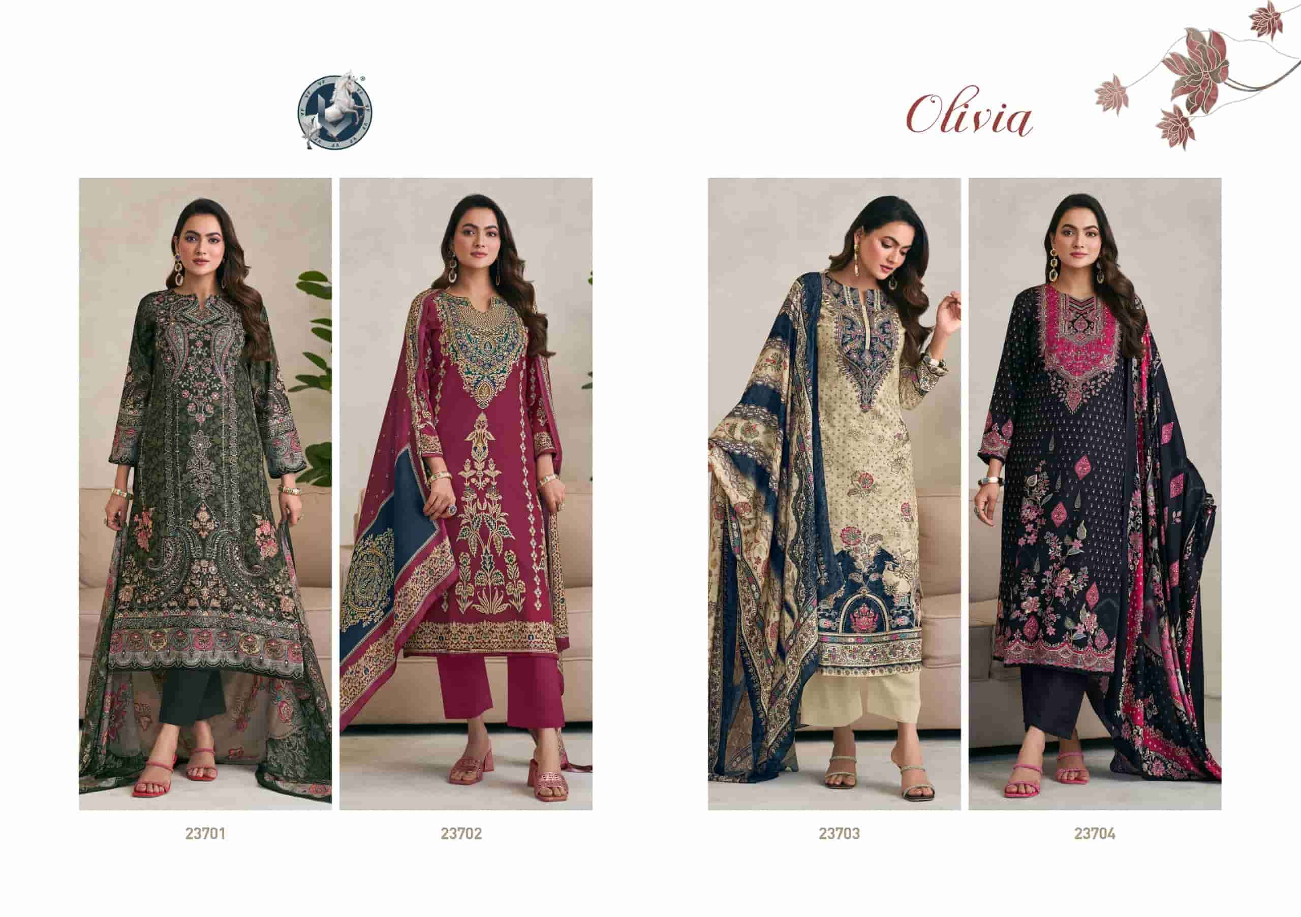 VIVEK FASHION OLIVIA FANCY HANDWORK PASHMINA SUIT CATALOG WHOLESALER IN INDIA 