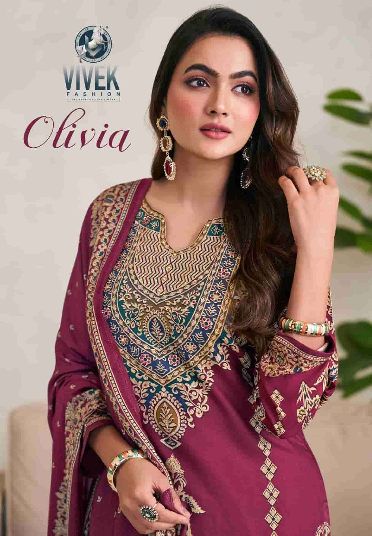 VIVEK FASHION OLIVIA FANCY HANDWORK PASHMINA SUIT CATALOG WHOLESALER IN INDIA 