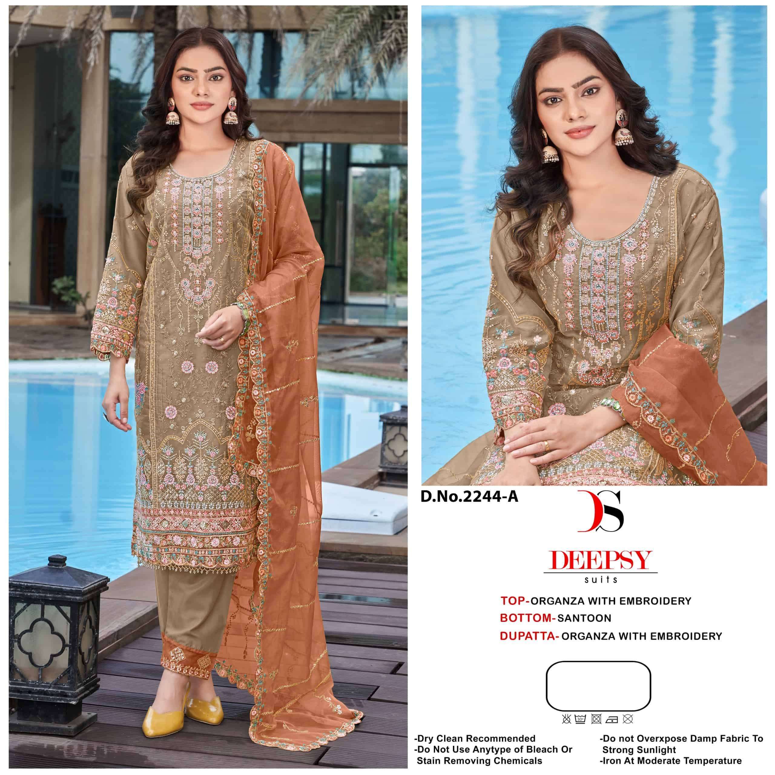 DEEPSY D 2244 COLORS PAKISTANI ORGANZA SUIT WHOLESALER BEST RATE 
