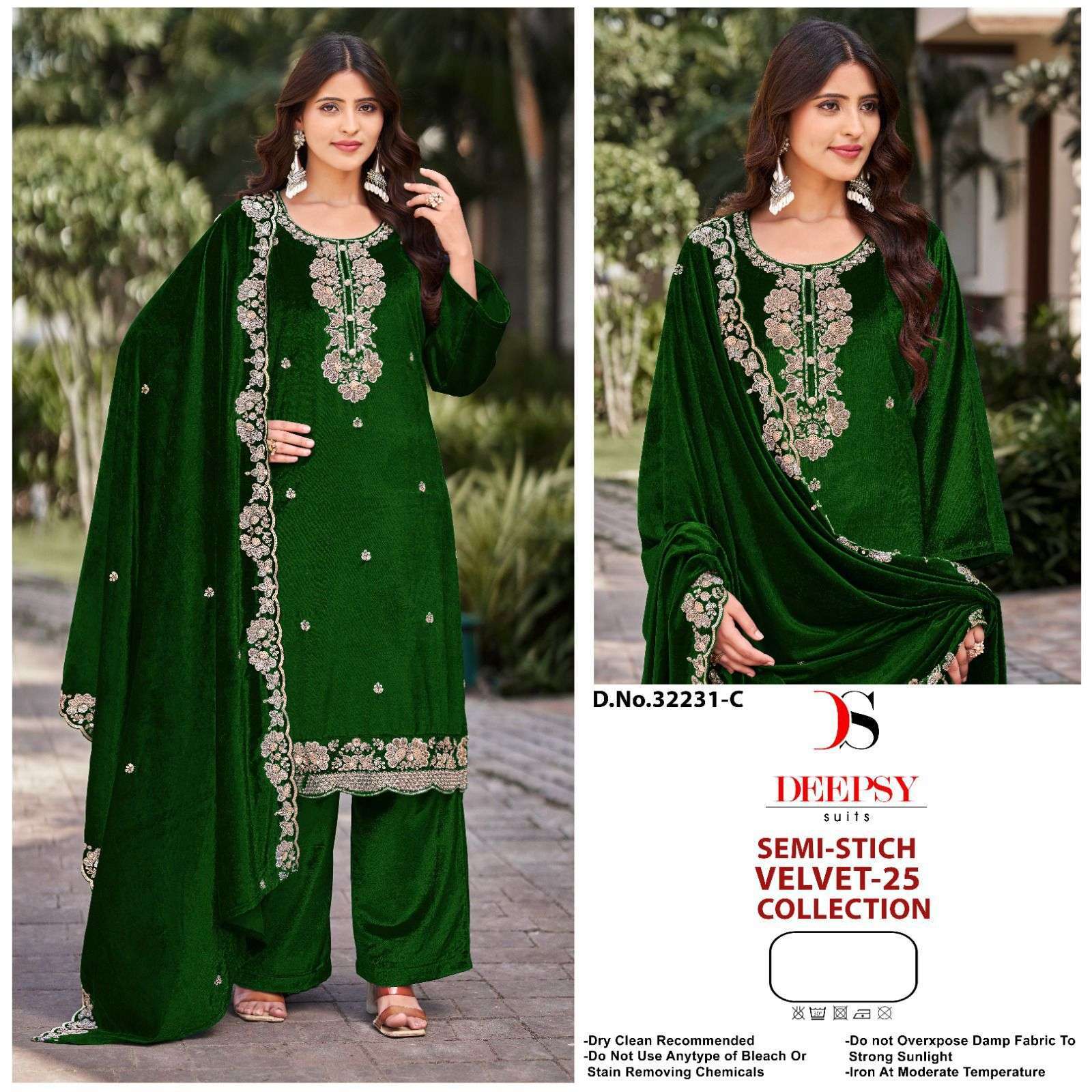 DEEPSY SUIT 32231 COLORS VELVET WITH EMBROIDERY SUIT DRESS COLLECTION 2025