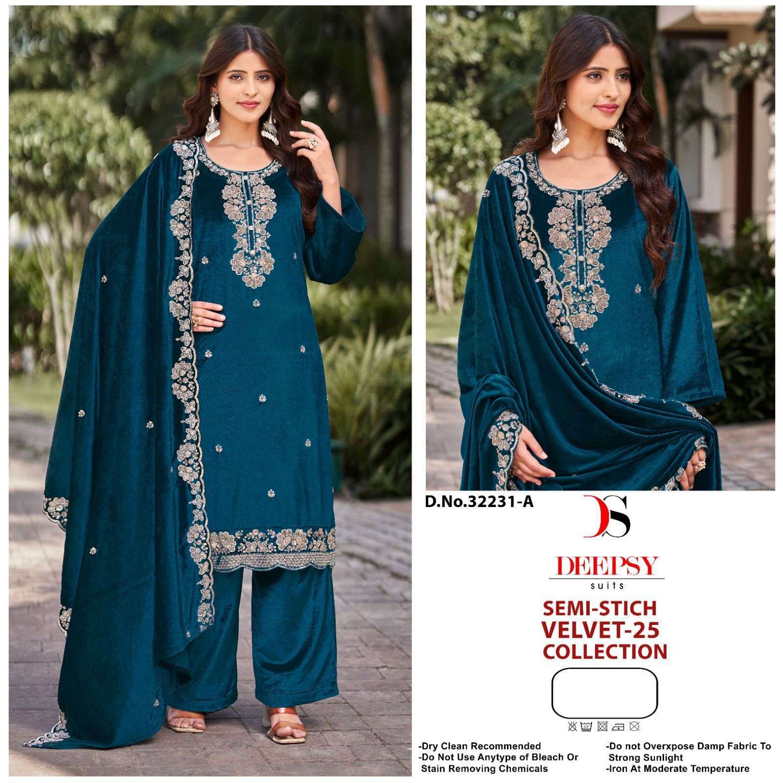 DEEPSY SUIT 32231 COLORS VELVET WITH EMBROIDERY SUIT DRESS COLLECTION 2025