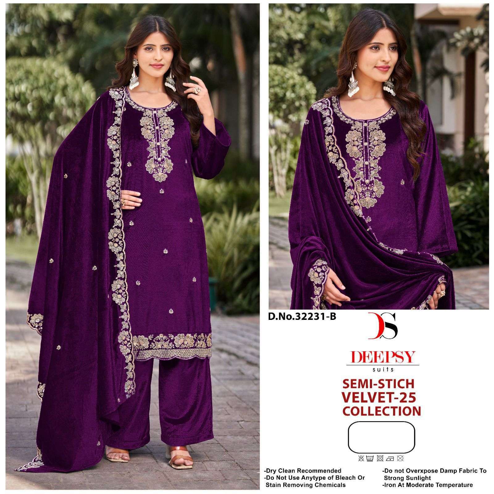 DEEPSY SUIT 32231 COLORS VELVET WITH EMBROIDERY SUIT DRESS COLLECTION 2025