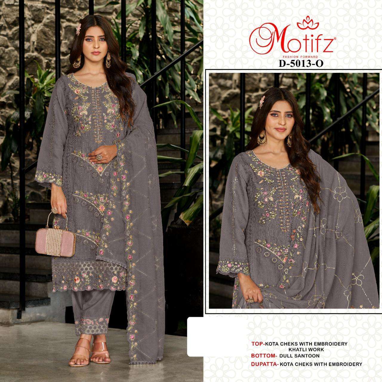 MOTIFZ D 5013 COLORS PAKISTANI KOTA CHEKS EMBROIDERY SUIT WHOLESALER BEST RATE 2025