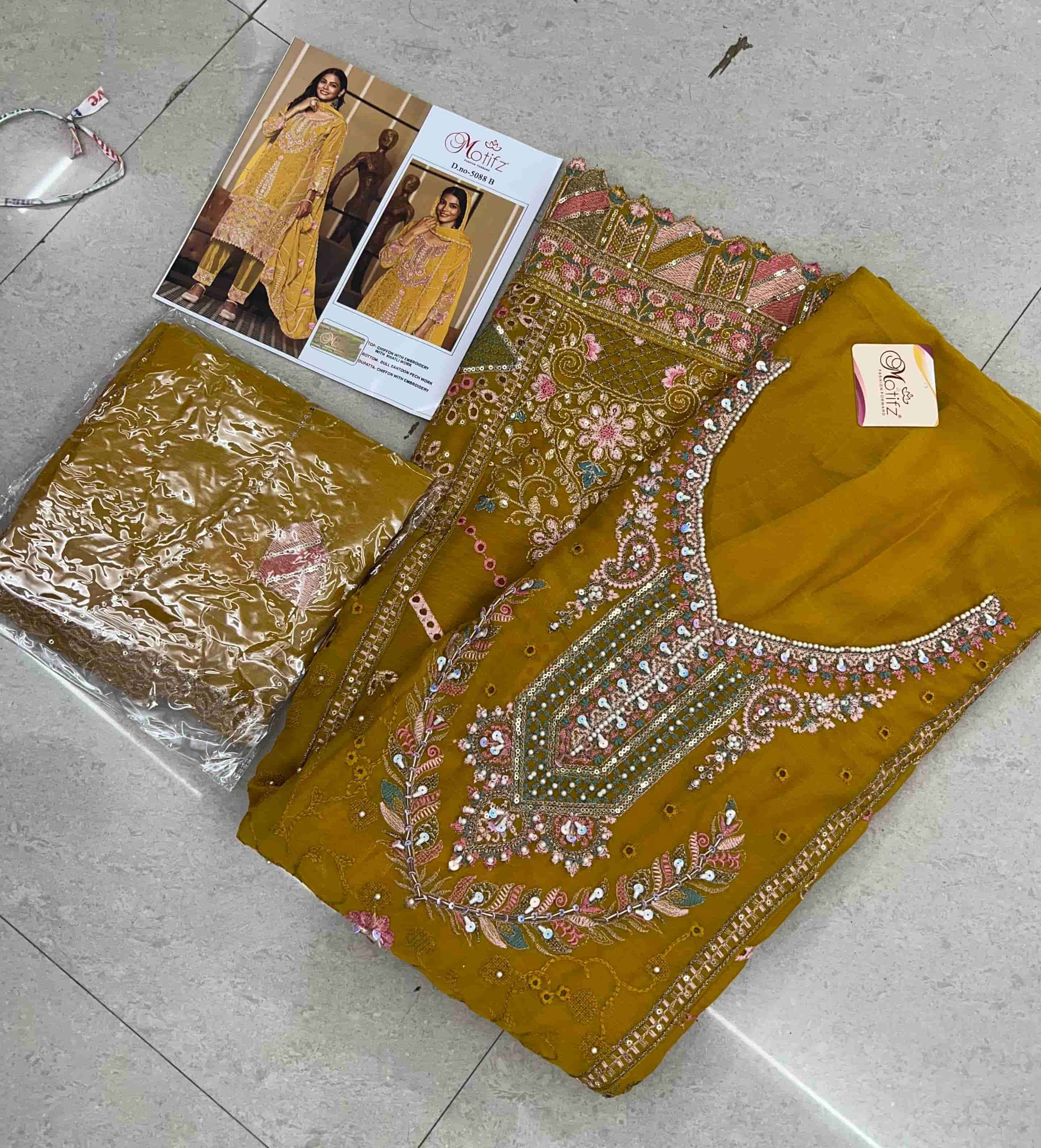 MOTIFZ D 5088 COLORS PAKISTANI CHIFFON SUIT WHOLESALER 