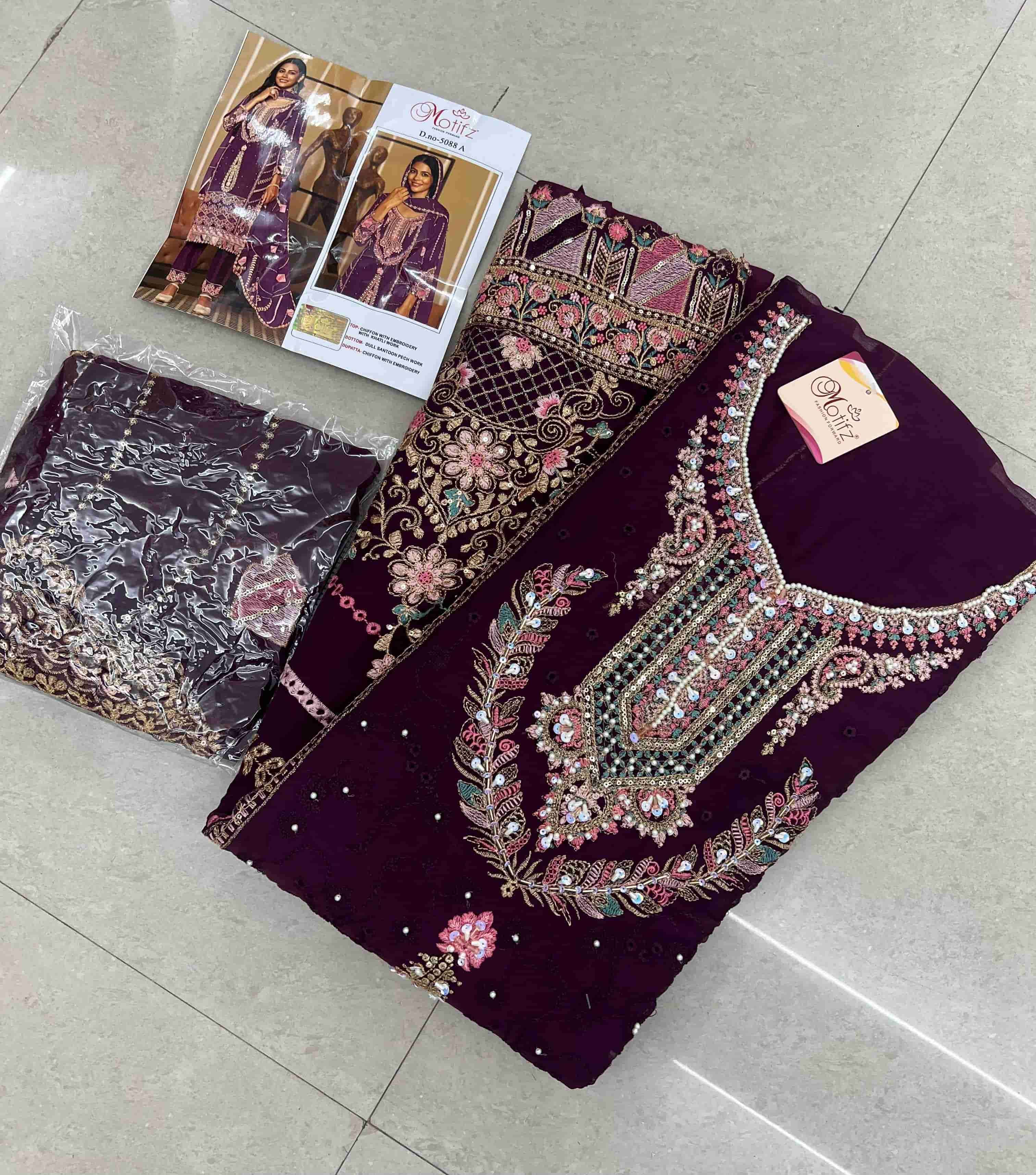 MOTIFZ D 5088 COLORS PAKISTANI CHIFFON SUIT WHOLESALER 