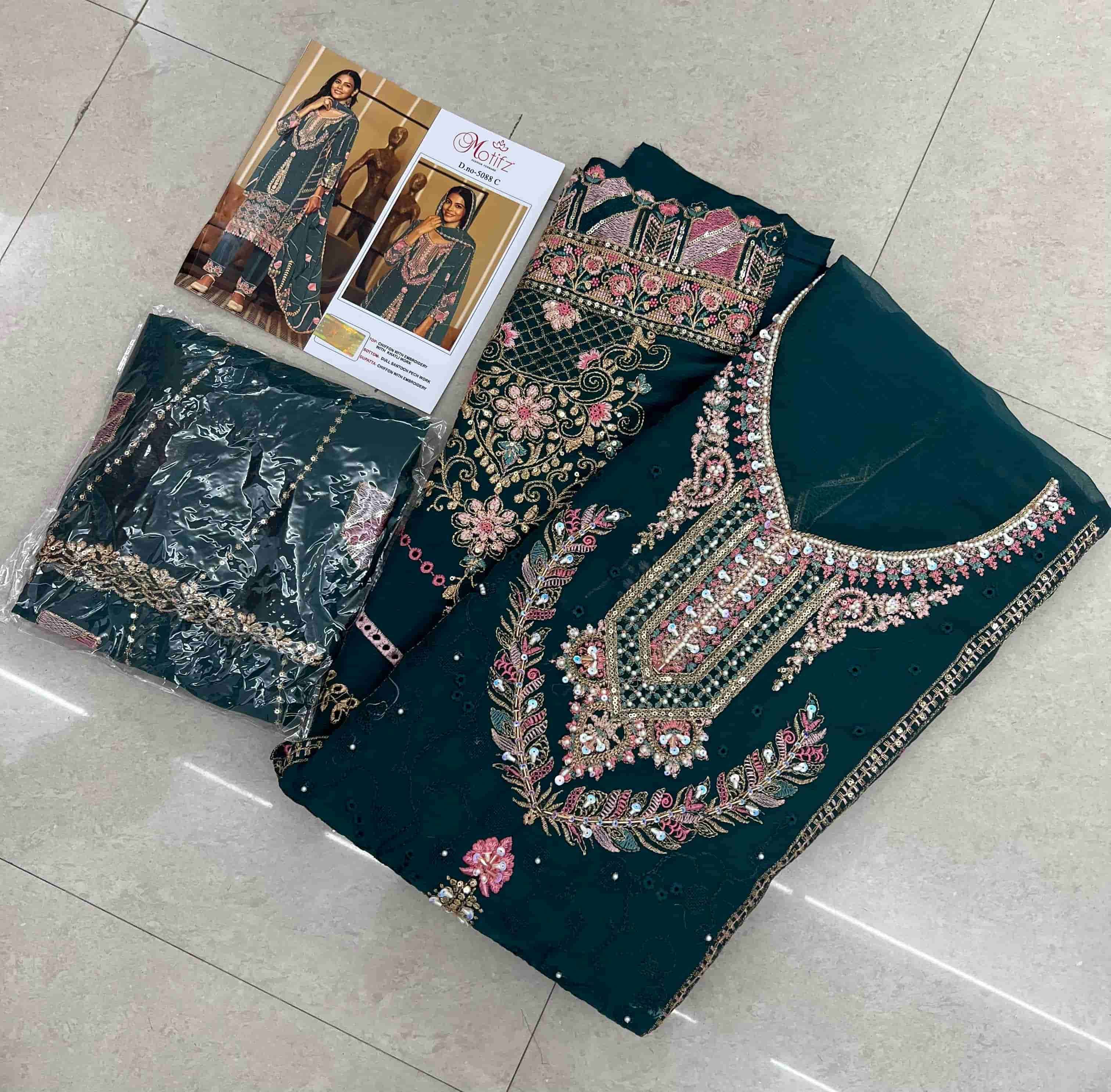 MOTIFZ D 5088 COLORS PAKISTANI CHIFFON SUIT WHOLESALER 