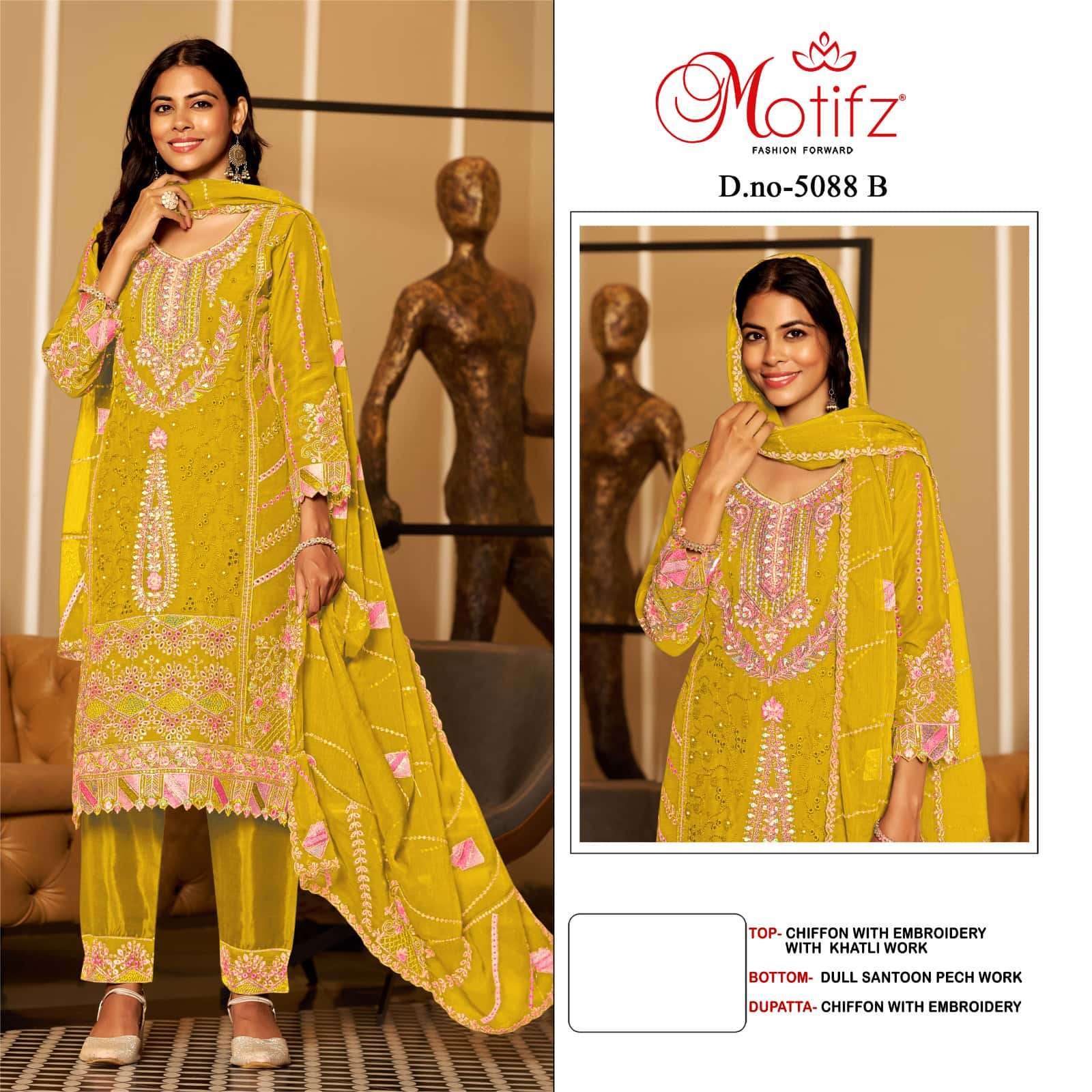 MOTIFZ D 5088 COLORS PAKISTANI CHIFFON SUIT WHOLESALER 