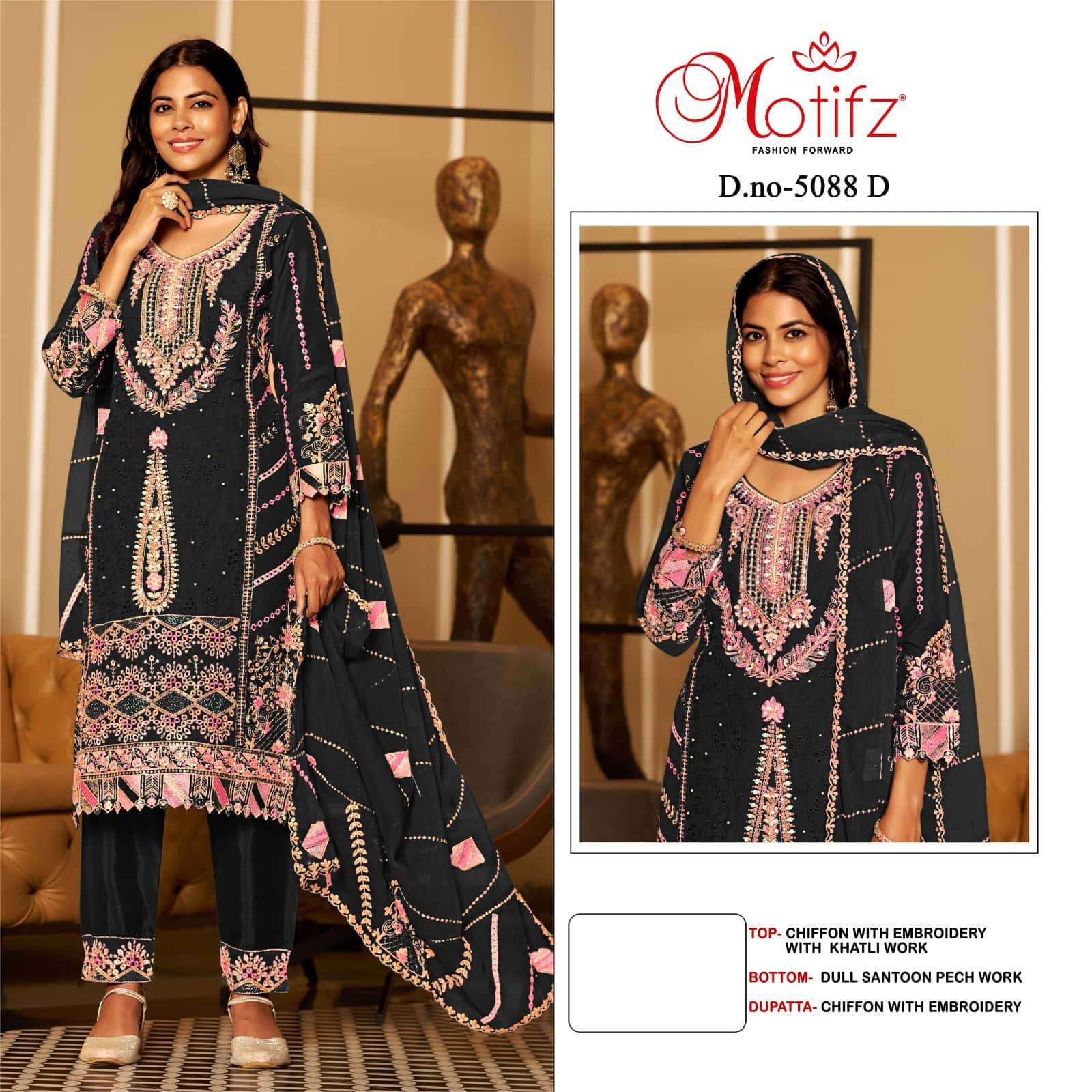 MOTIFZ D 5088 COLORS PAKISTANI CHIFFON SUIT WHOLESALER 