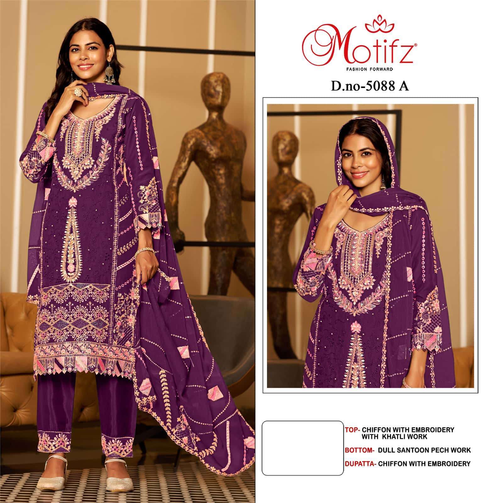 MOTIFZ D 5088 COLORS PAKISTANI CHIFFON SUIT WHOLESALER 