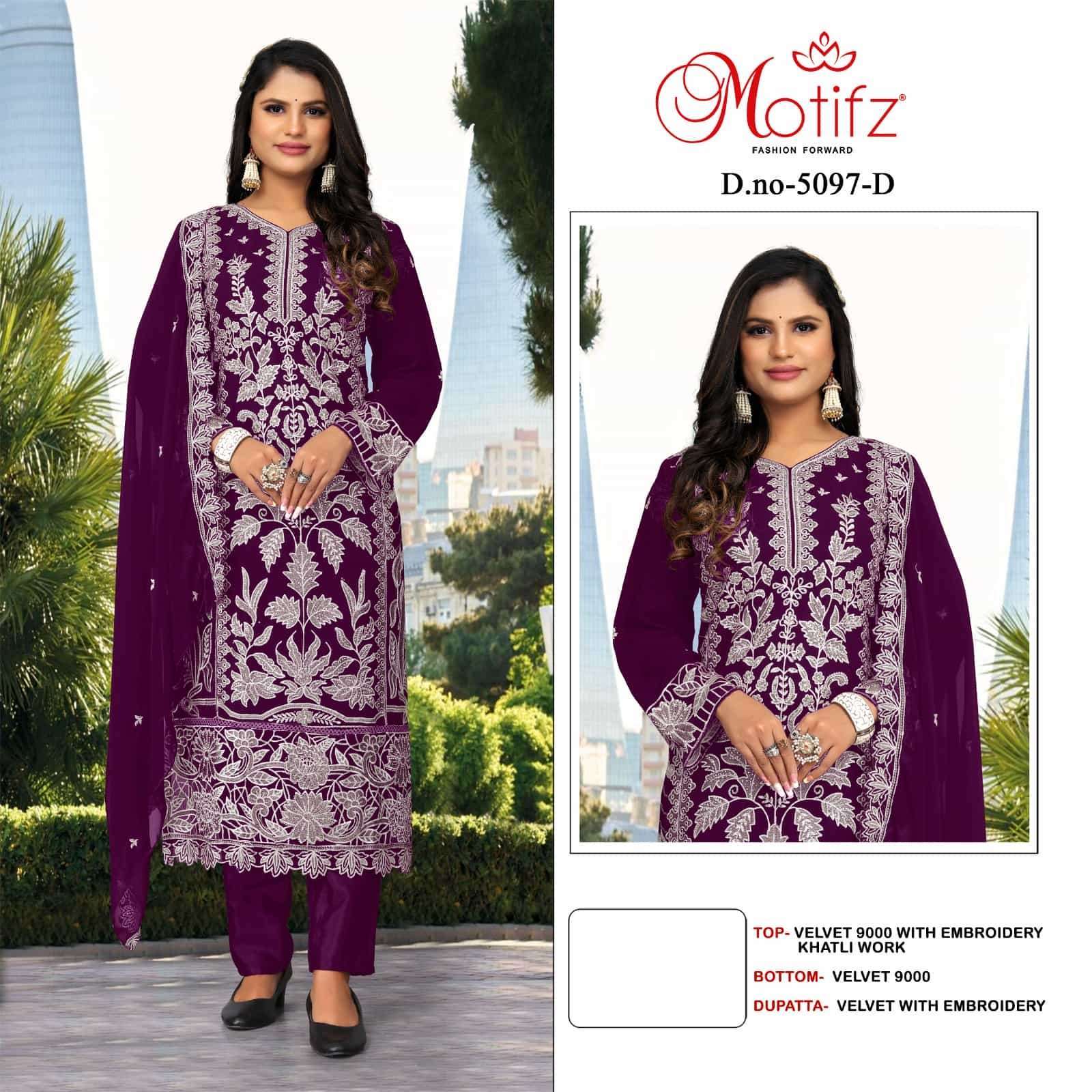 MOTIFZ D 5097 COLORS VELVET PAKISTANI SUIT WHOLESALER 